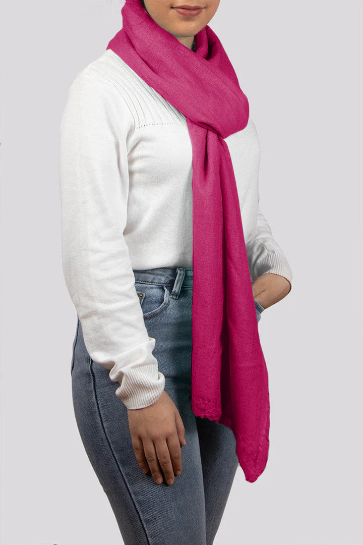 Handwoven Pure Cashmere Scarf Shawl in Lipstick Red