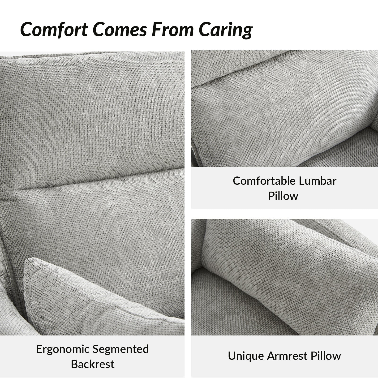 Archibald Power Rocking Swivel Nursery Recliner in Light Grey