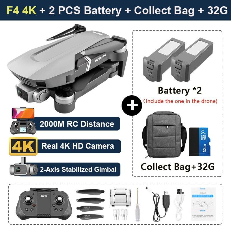 F4 Drone - 4K HD Professional 2-Axis Gimbal Brushless RC Dron GPS 5G WIFI 2KM Flight Distance FPV Foldable Quadcopter VS SG907 MAX Professional Camera Drone