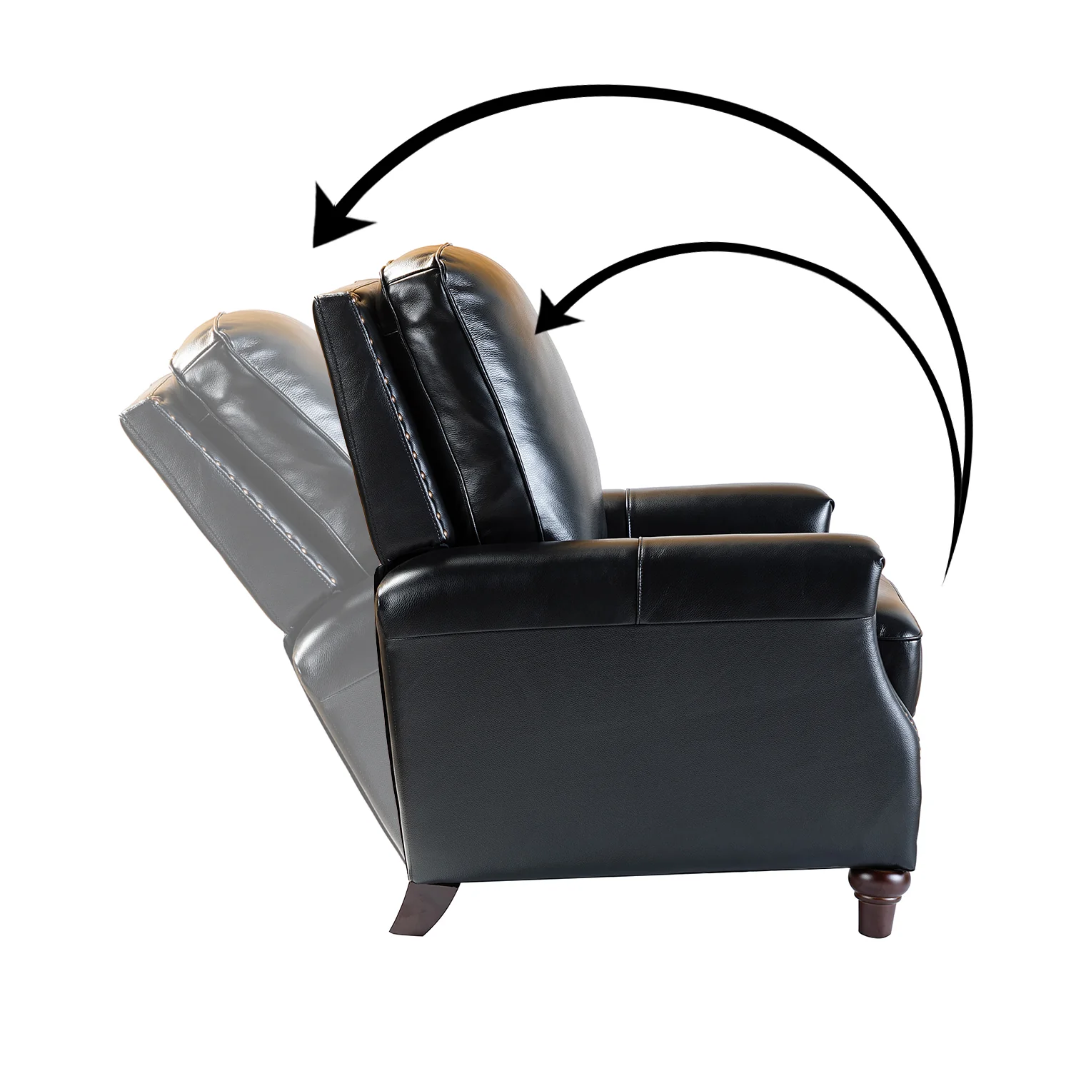 Amil Genuine Leather Recliner in Black