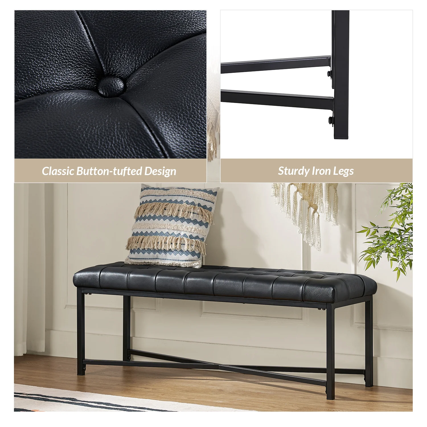 Arnold Upholstered Flip Top Storage Bench in Black