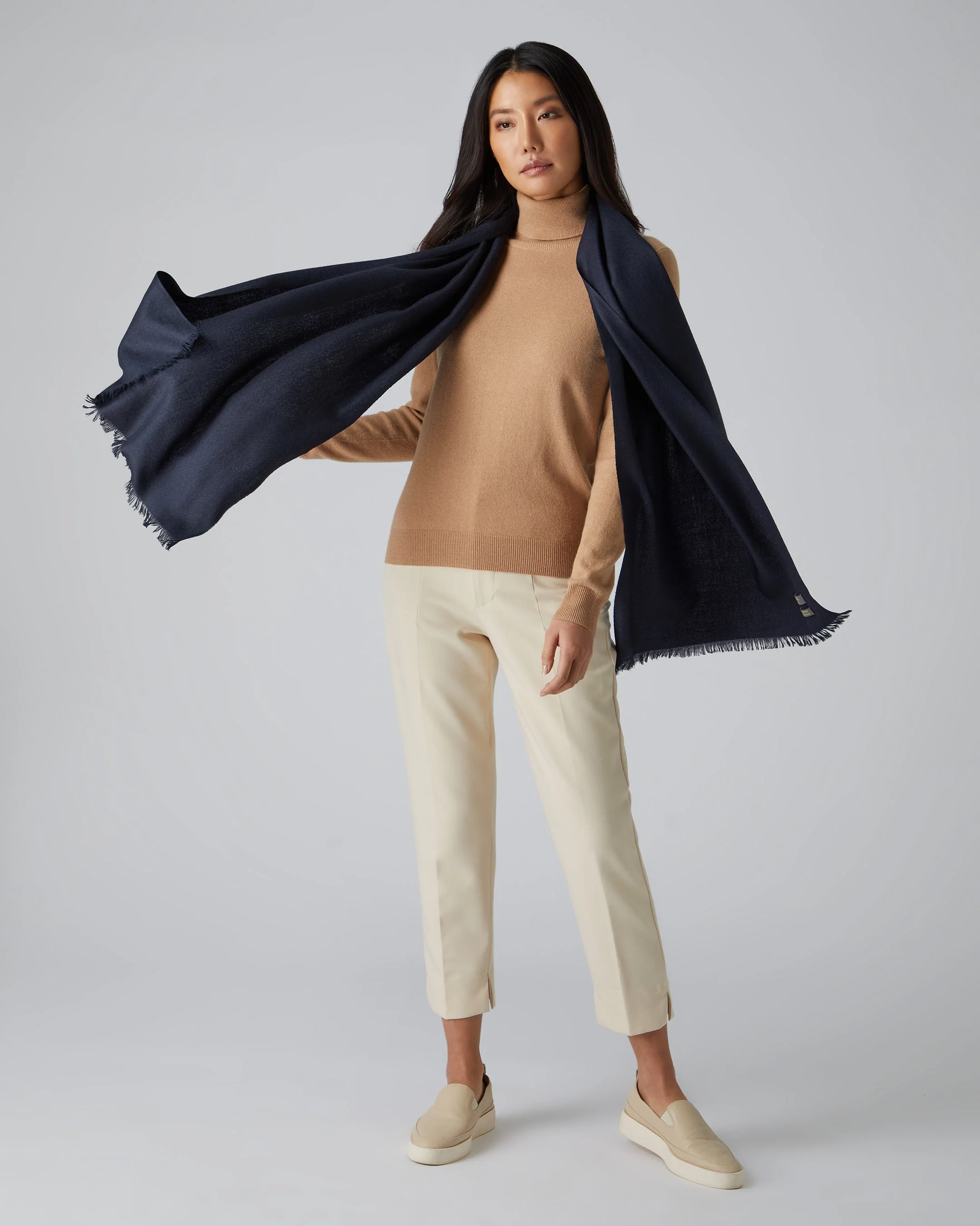 Women's Pashmina Cashmere Stole Navy Blue