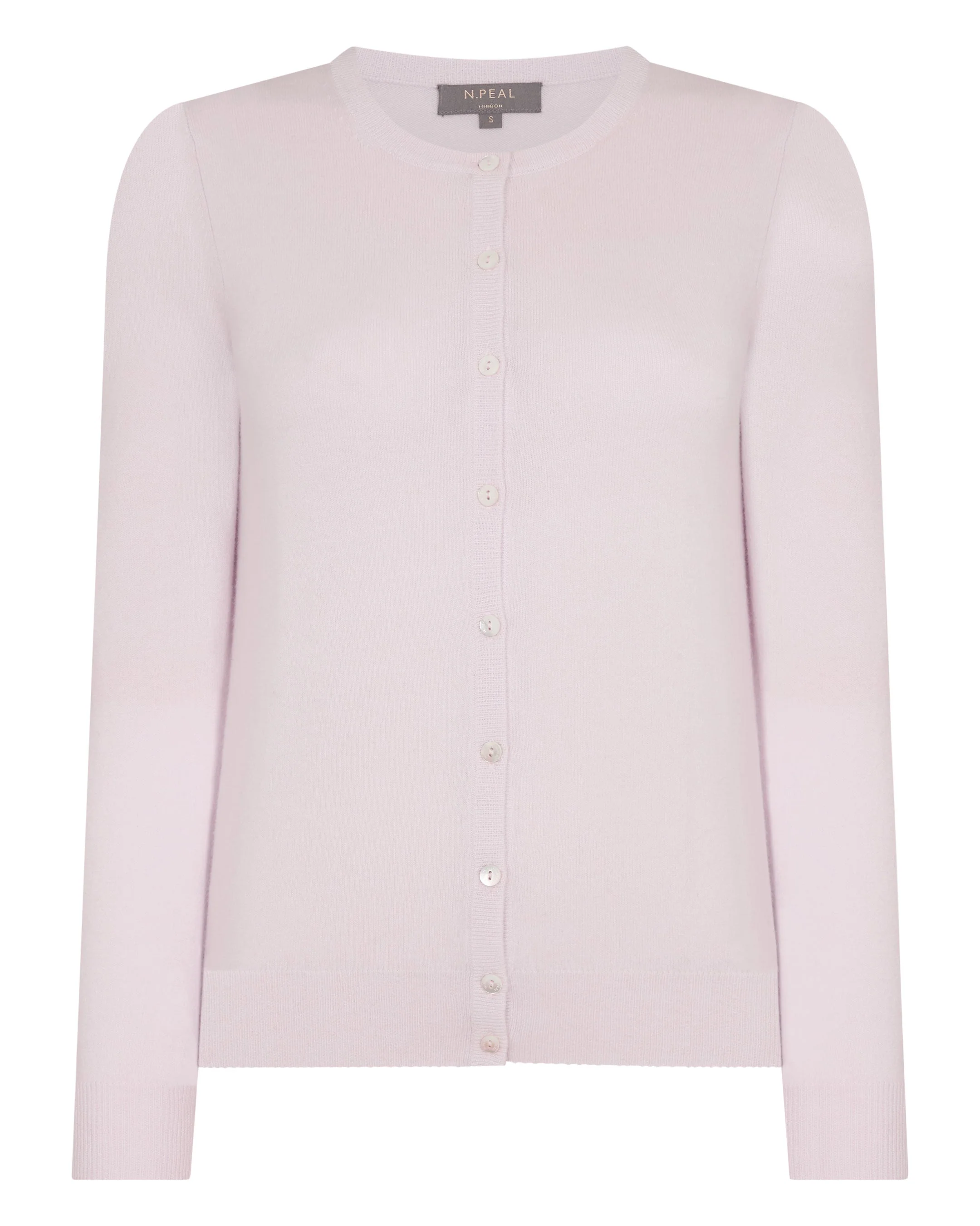 Women's Olivia Round Neck Cashmere Cardigan Chalk Pink