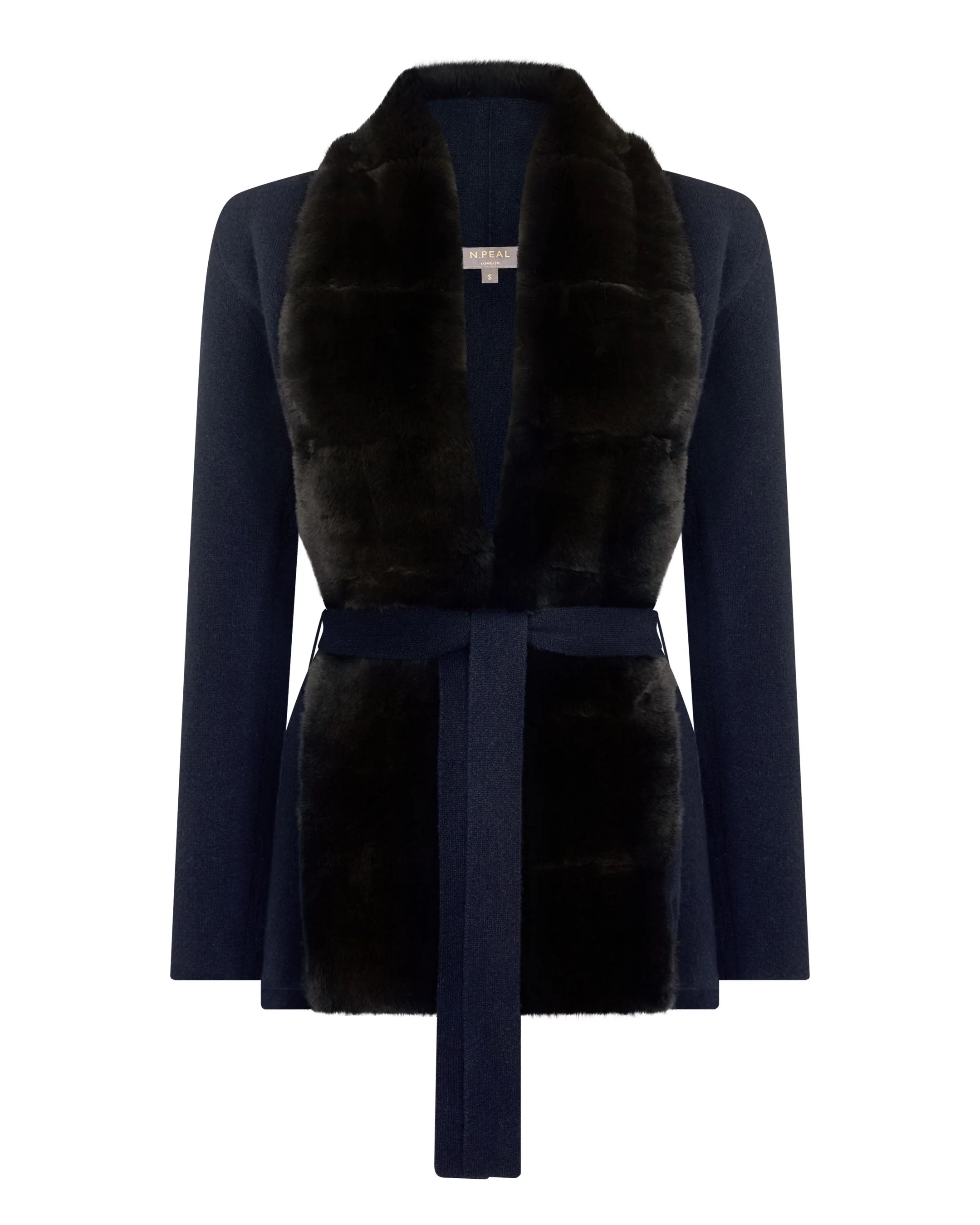 Women's Ruby Herringbone Fur Cardigan Navy Blue