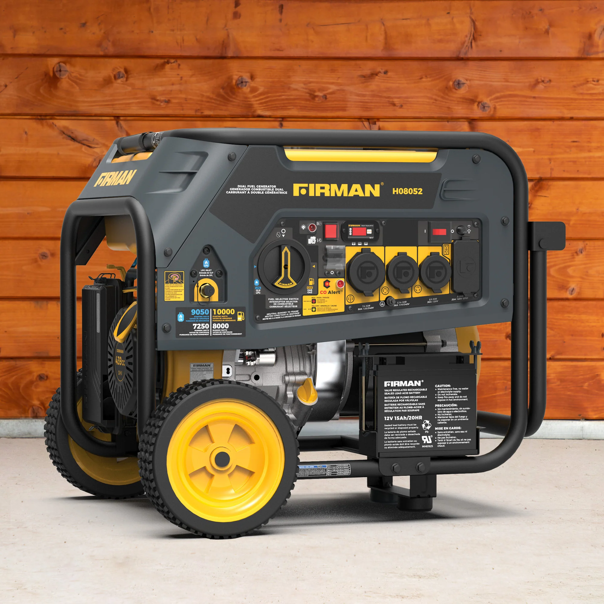 Dual Fuel Portable Generator 10000W Electric Start 120/240V with CO alert