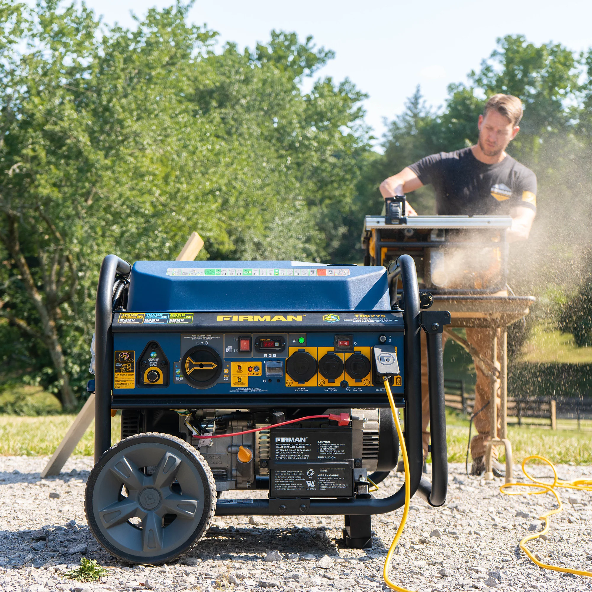 Tri Fuel Portable Generator 11400W Electric Start 120V/240V with CO Alert