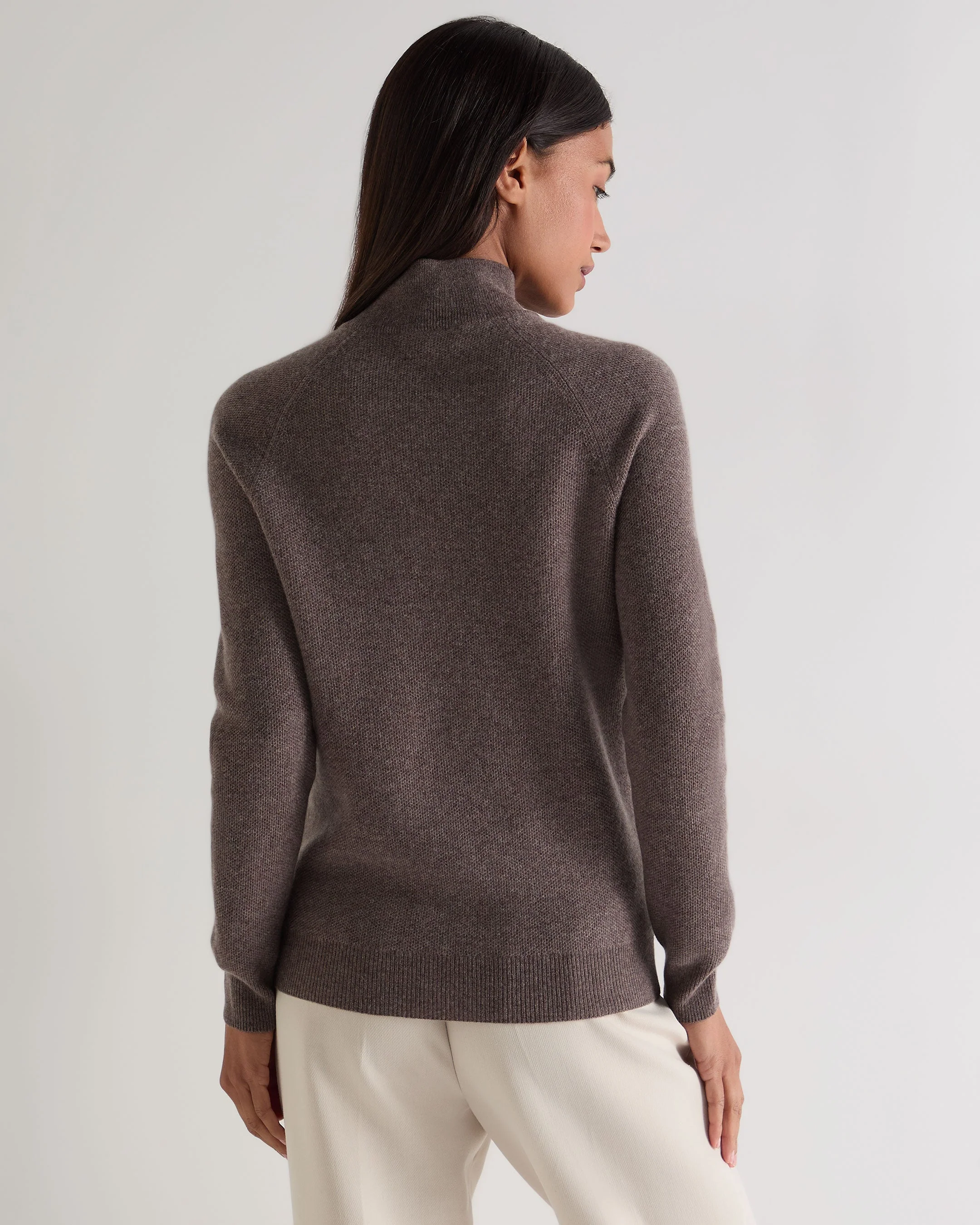 Women's Honeycomb Knit Cashmere Sweater Otter Brown