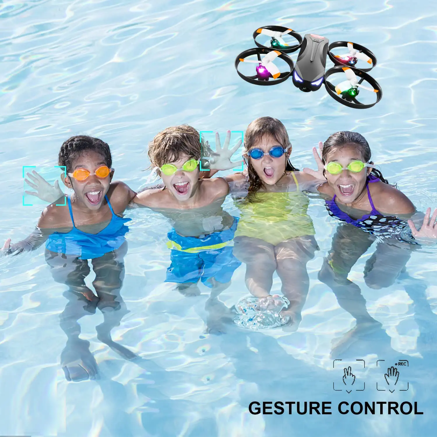 4DRC V16 Drone - with Camera for Kids,1080P FPV Camera Mini RC Quadcopter Beginners Toy with 7 Colors LED Lights,3D Flips,Gesture Selfie,Headless Mode,Altitude Hold,Boys Girls Birthday Gifts