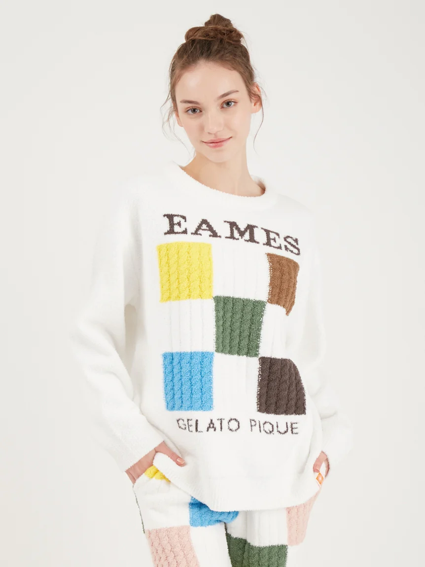 EAMES Air Moco Check-Logo Long Sleeve Pullover Sweater