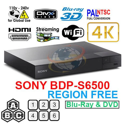 Region Free Sony BDP-S6500 4K 3D SMART Blu-Ray Player