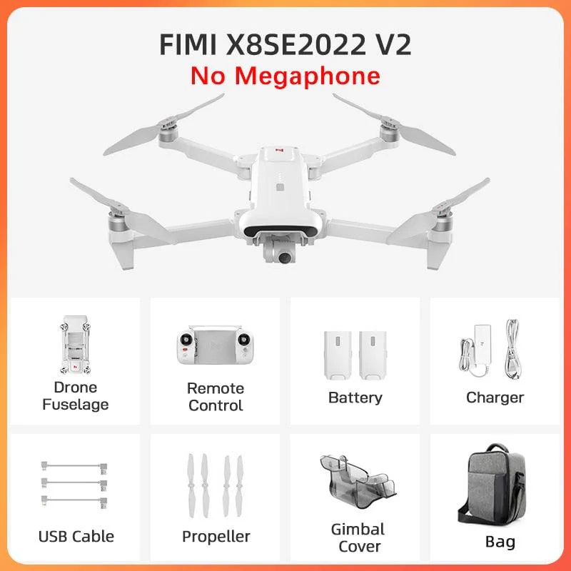FIMI X8se 2022 V2 4K HD Camera Drone - 3-Axis Gimbal Quadcopter 10KM Remote Control Wifi GPS Drone 35Mins