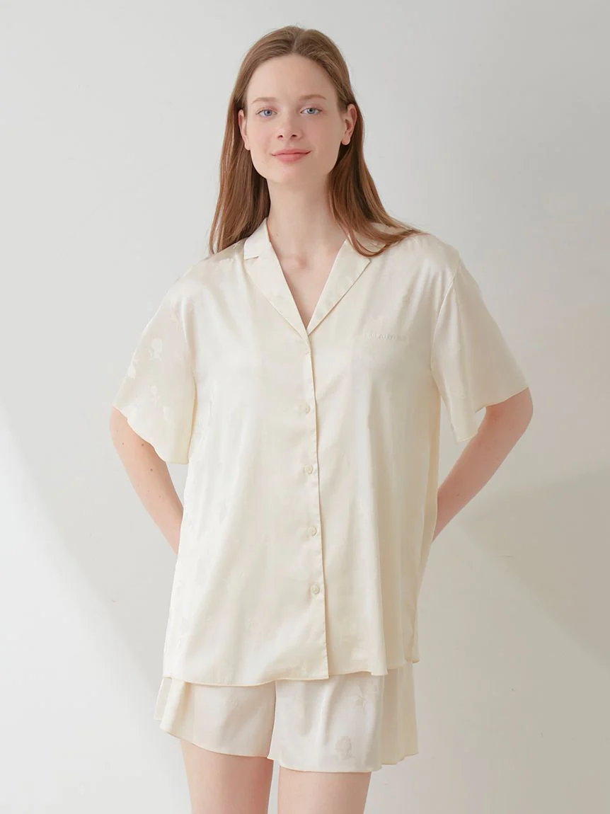 Flower Satin Pajama Sleep Shirt