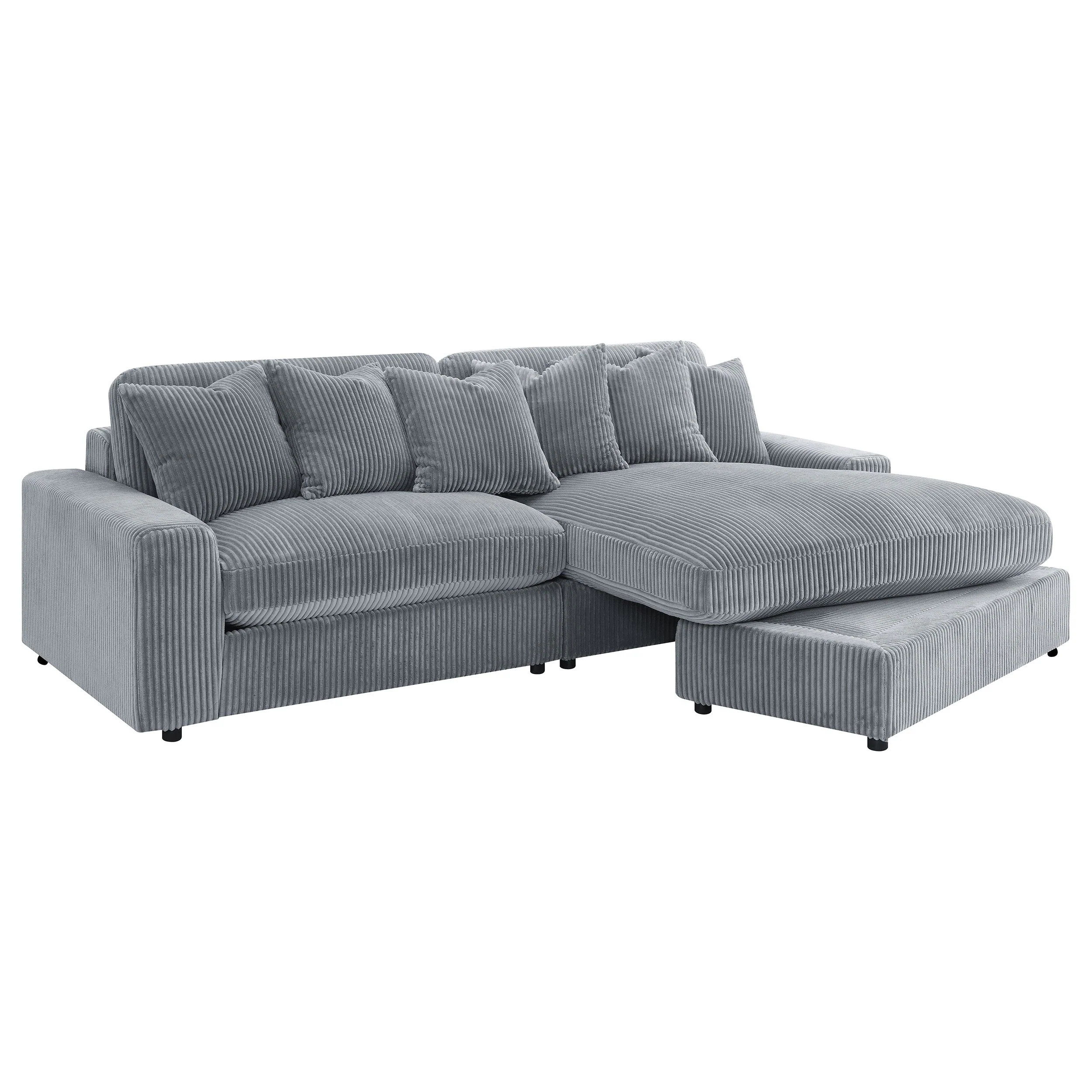 Blaine Upholstered Reversible Chaise Sectional Sofa Fog