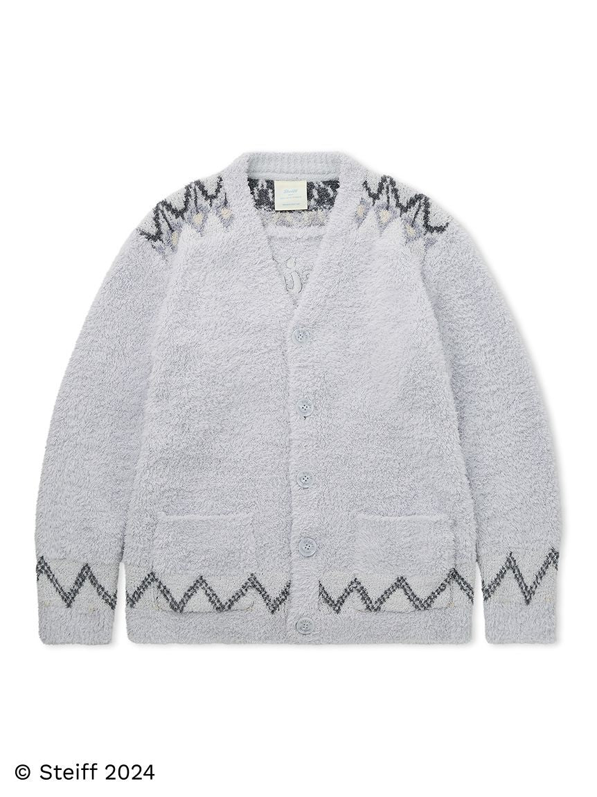 [Steiff] Mens Fair Isle Pattern Fuzzy Cardigan