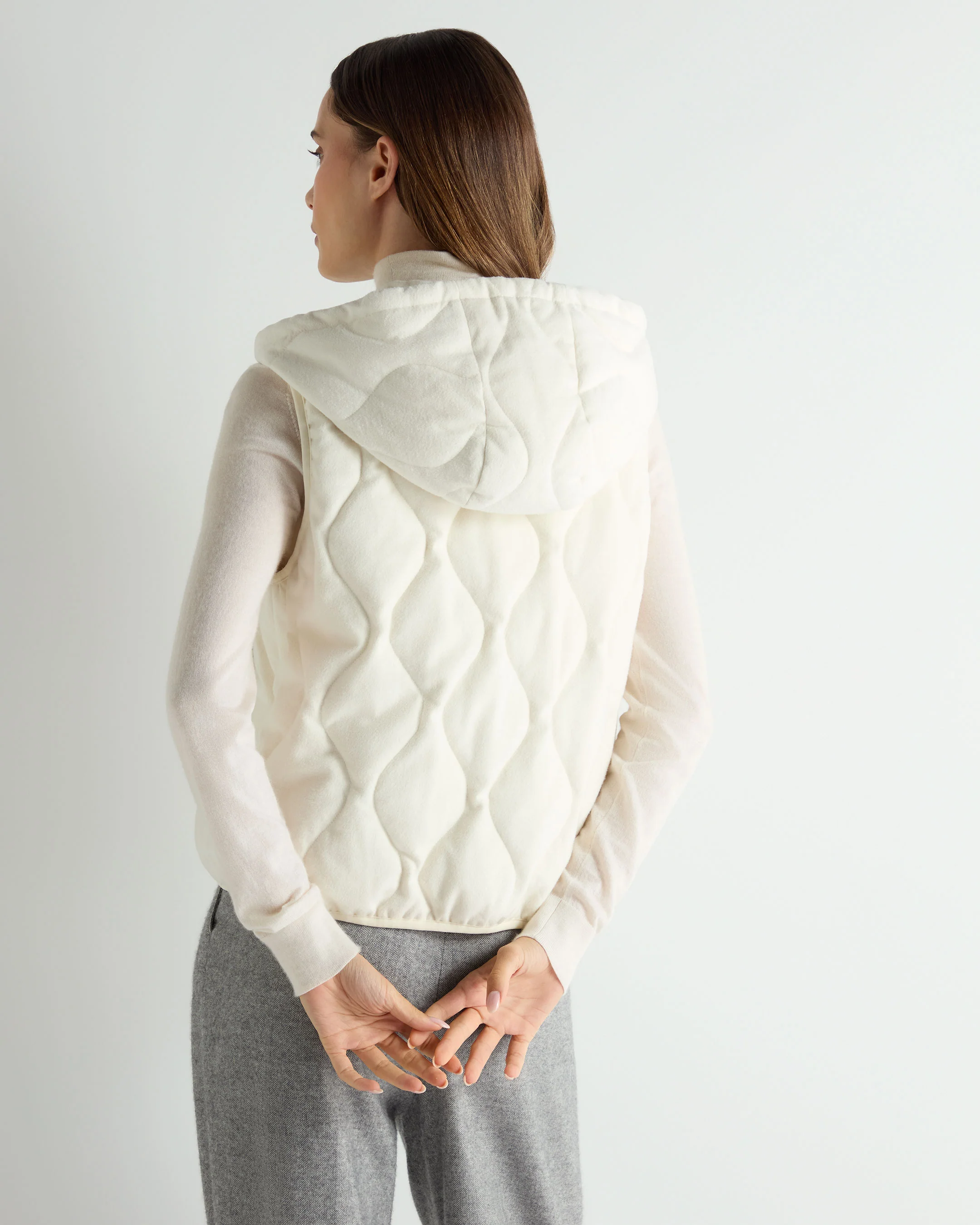 Women's Padded Gilet With Hood White