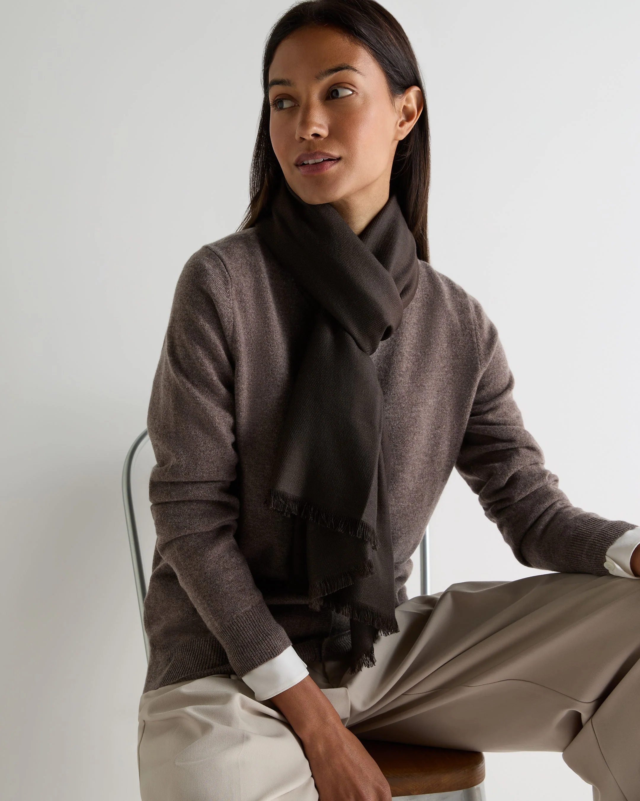 Women's Pashmina Cashmere Stole Chocolate Brown