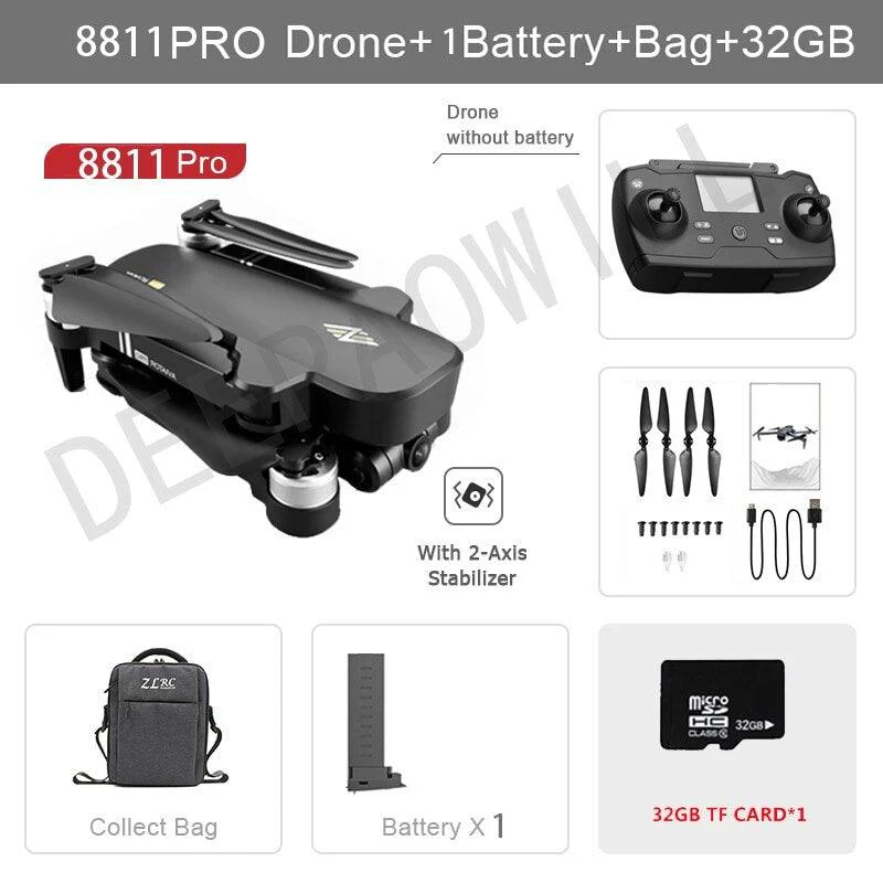 8811 Pro Drone - 6k HD Mechanical Gimbal Camera 2km Distance 5G Wifi Gps System Supports 32G TF Card Drones Professional Camera Drone