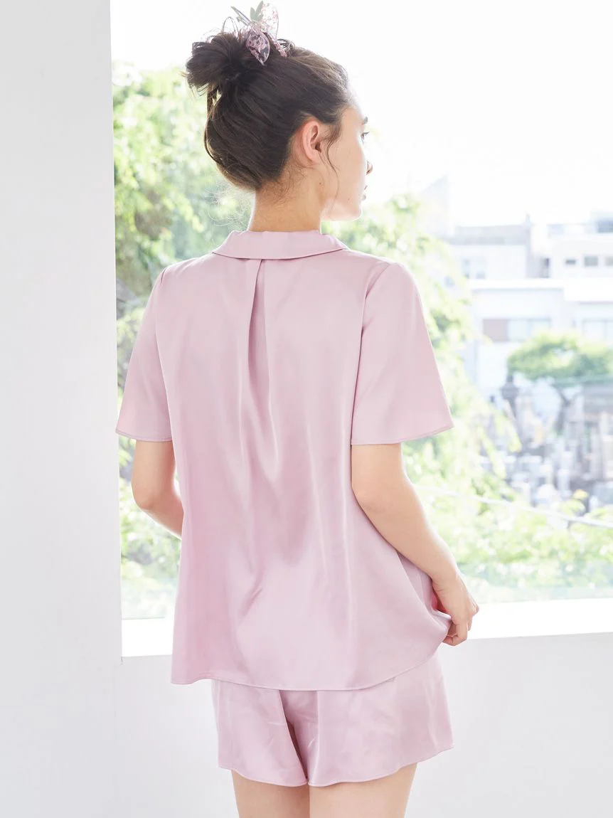 Strawberry Embroidered Satin Sleep Shirt