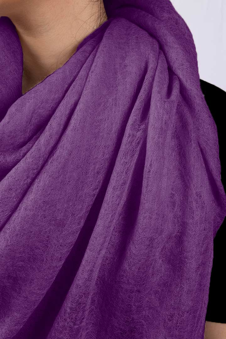 Handwoven Pure Cashmere Scarf Shawl in Iris Purple