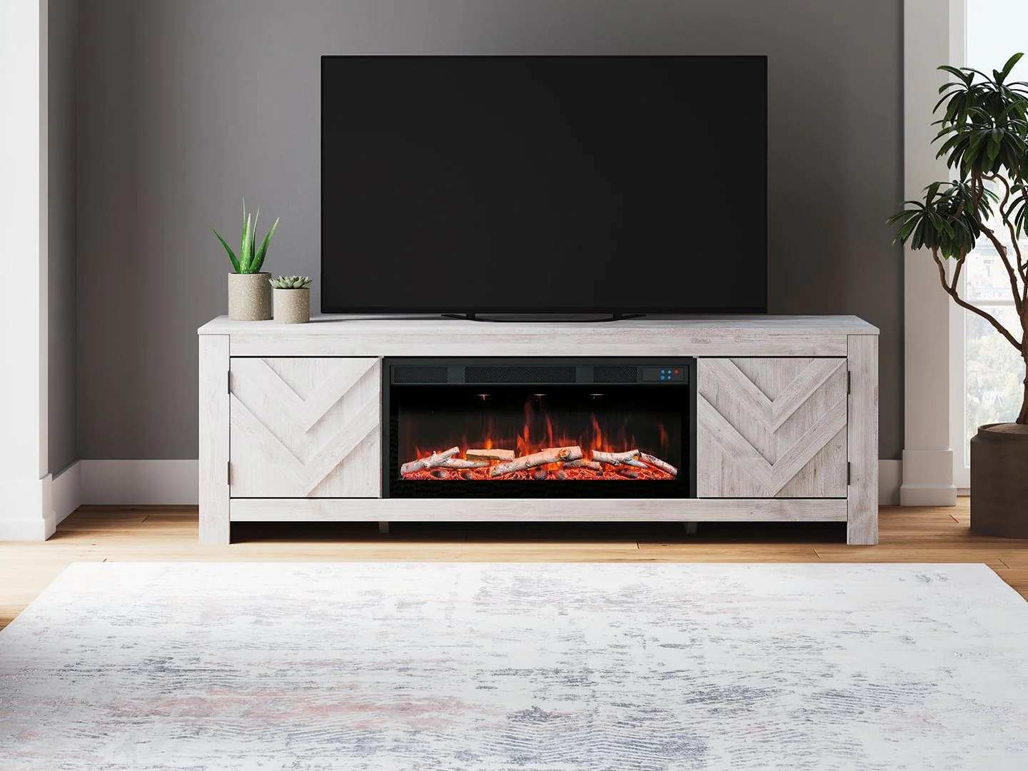 Cayboni - LG TV Stand With Fireplace Option