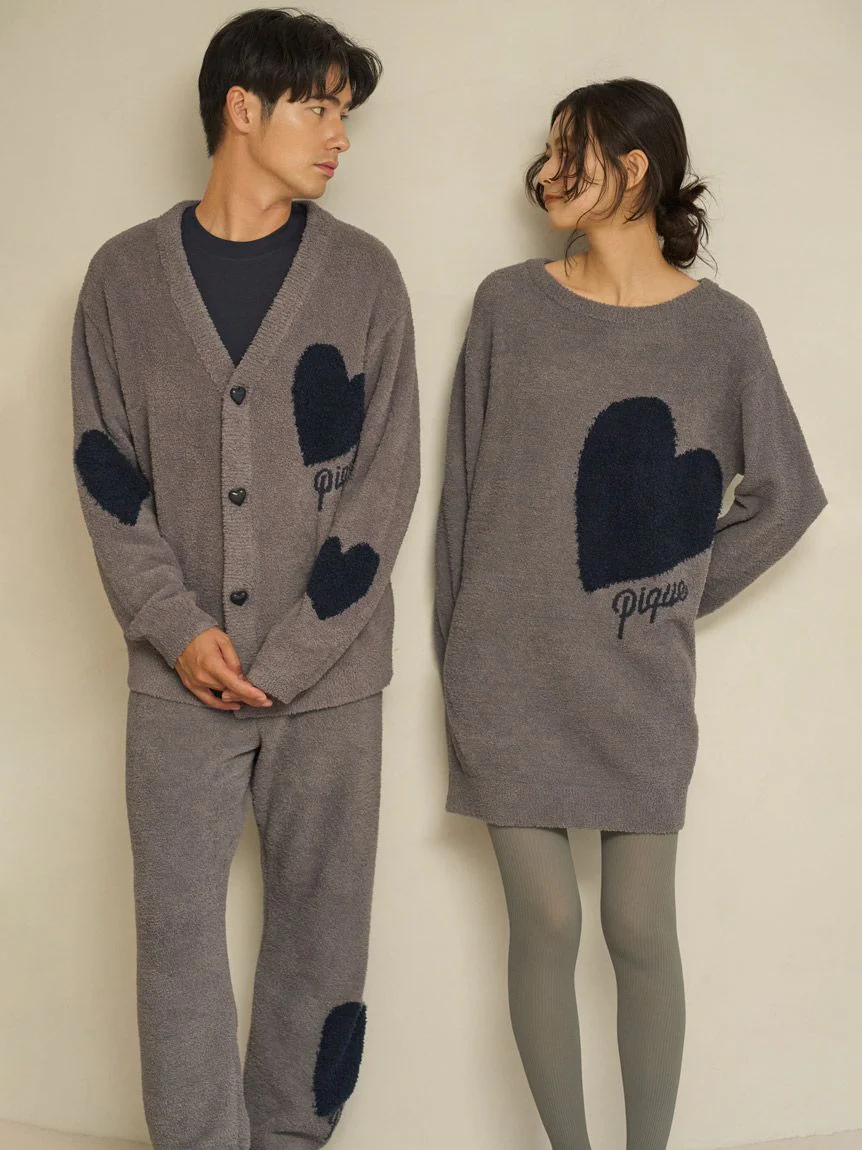 UNISEX Heart Jacquard Cardigan