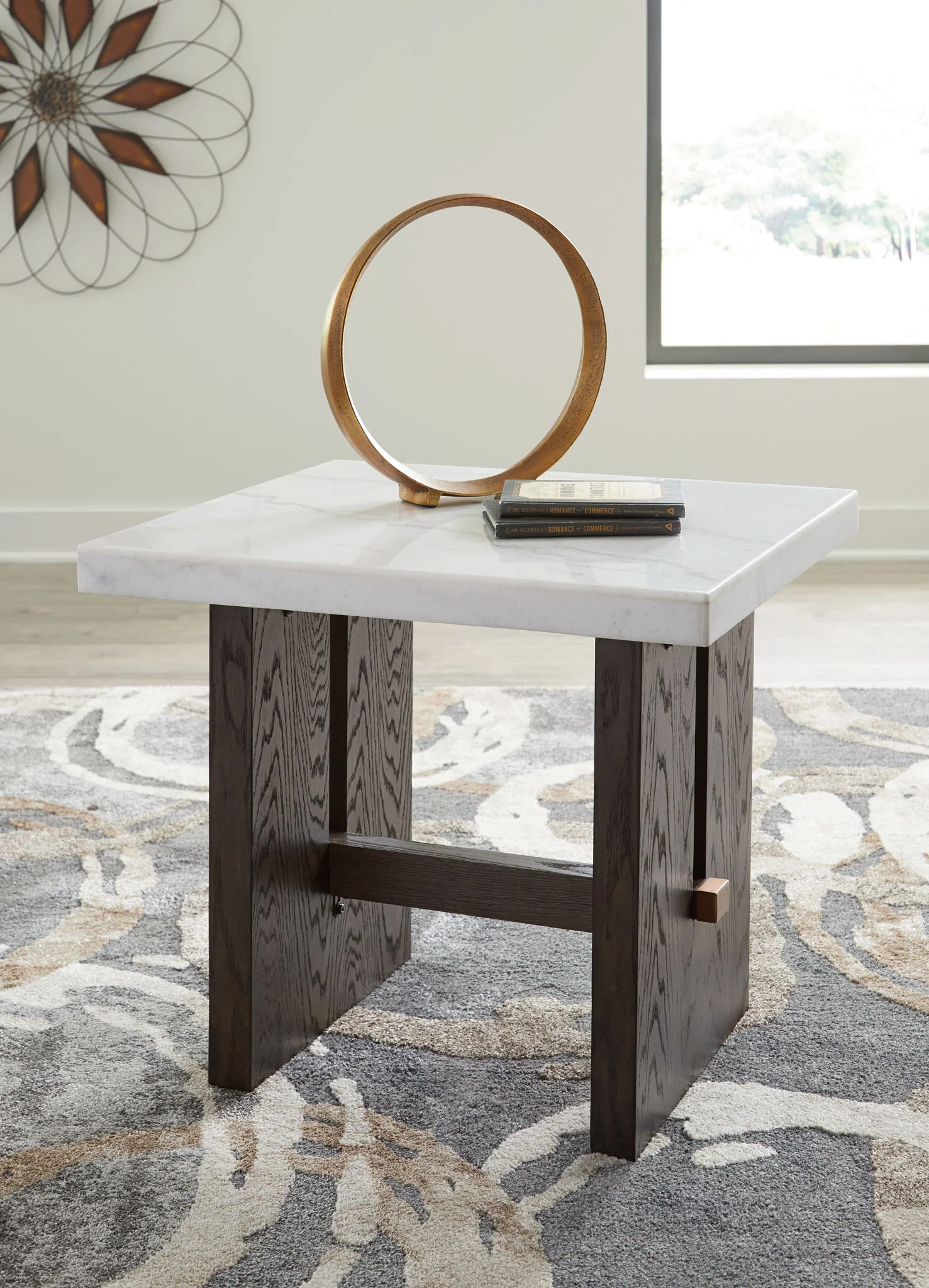 Burkhaus - Rectangular End Table - White / Dark Brown
