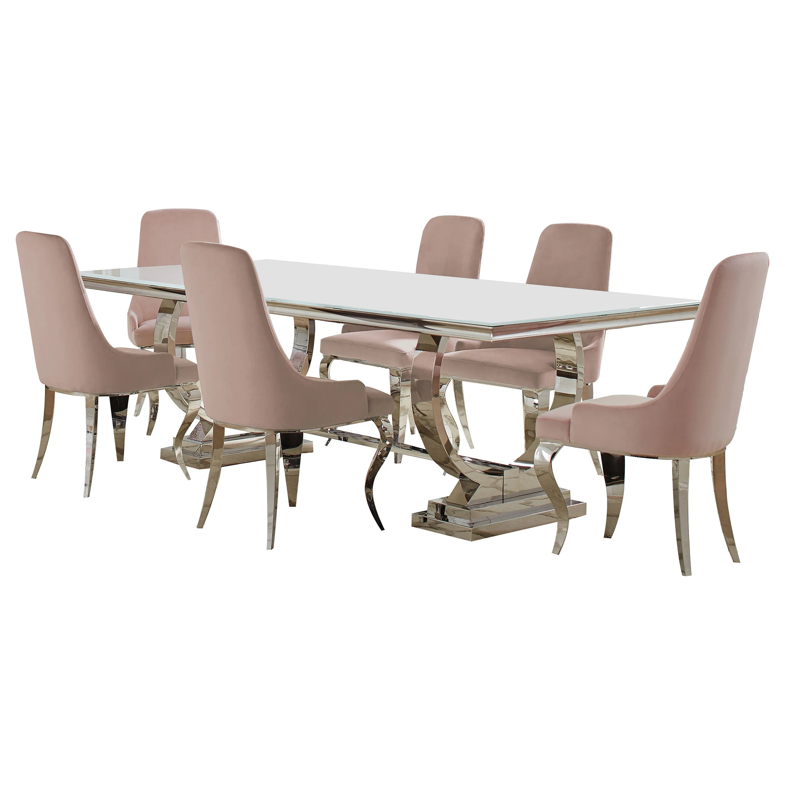 Antoine  Rectangular Glass Top Dining Set