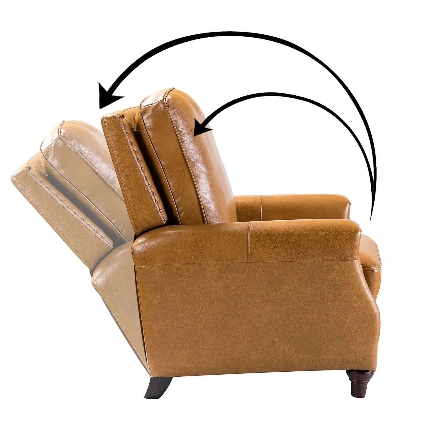 Amil Genuine Leather Recliner in Camel