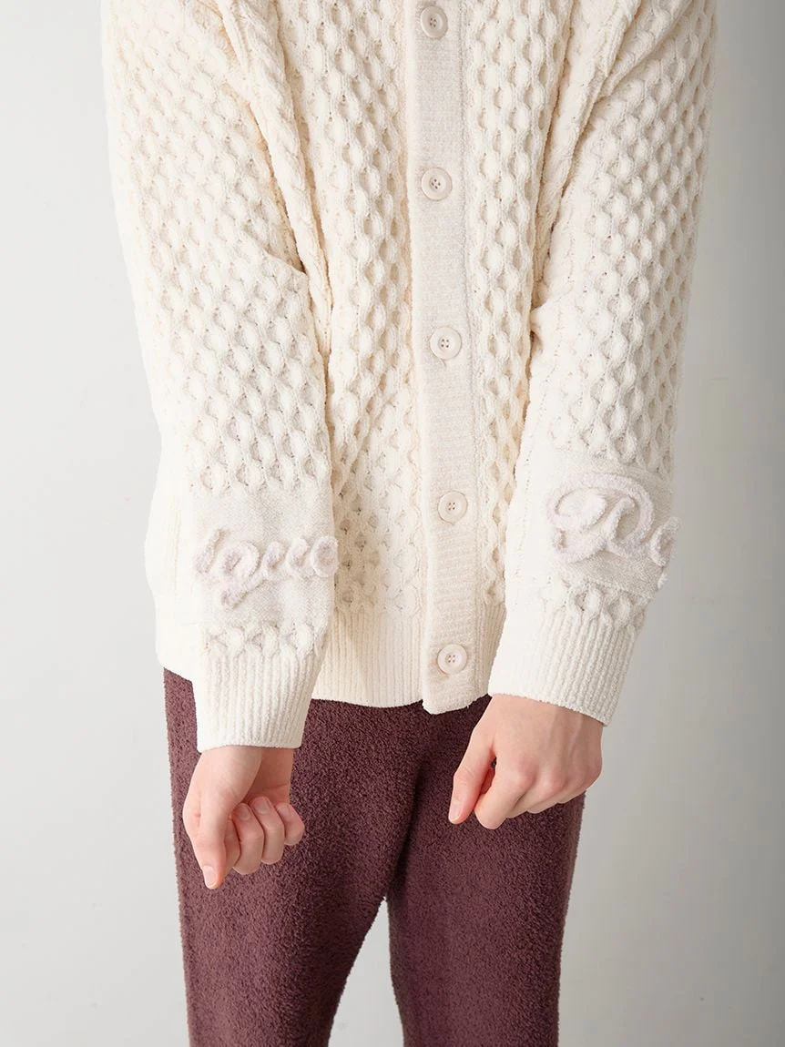 Men's Aran Rope Embroidery Logo Cardigan