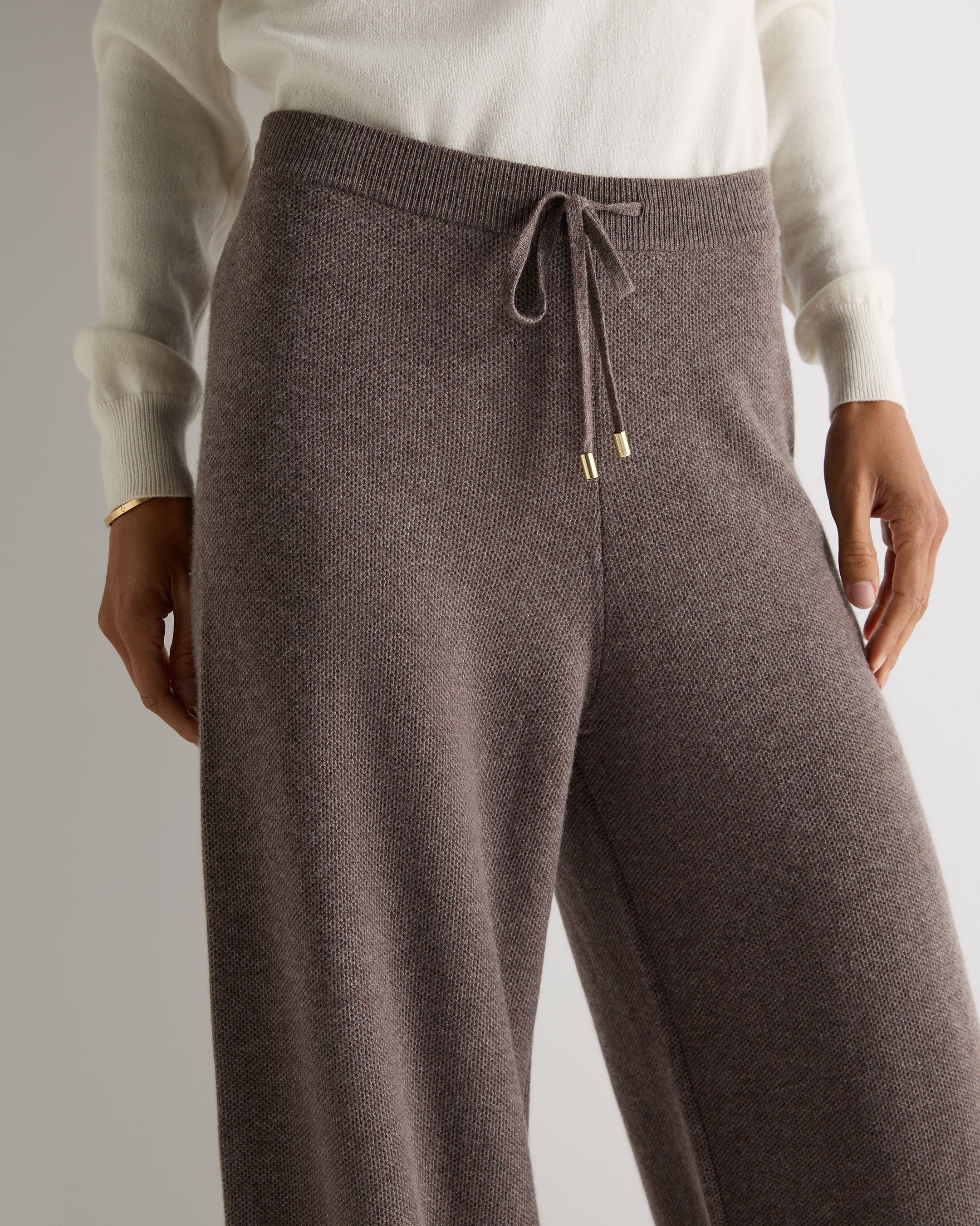 Women's Honeycomb Knit Cashmere Pant Otter Brown