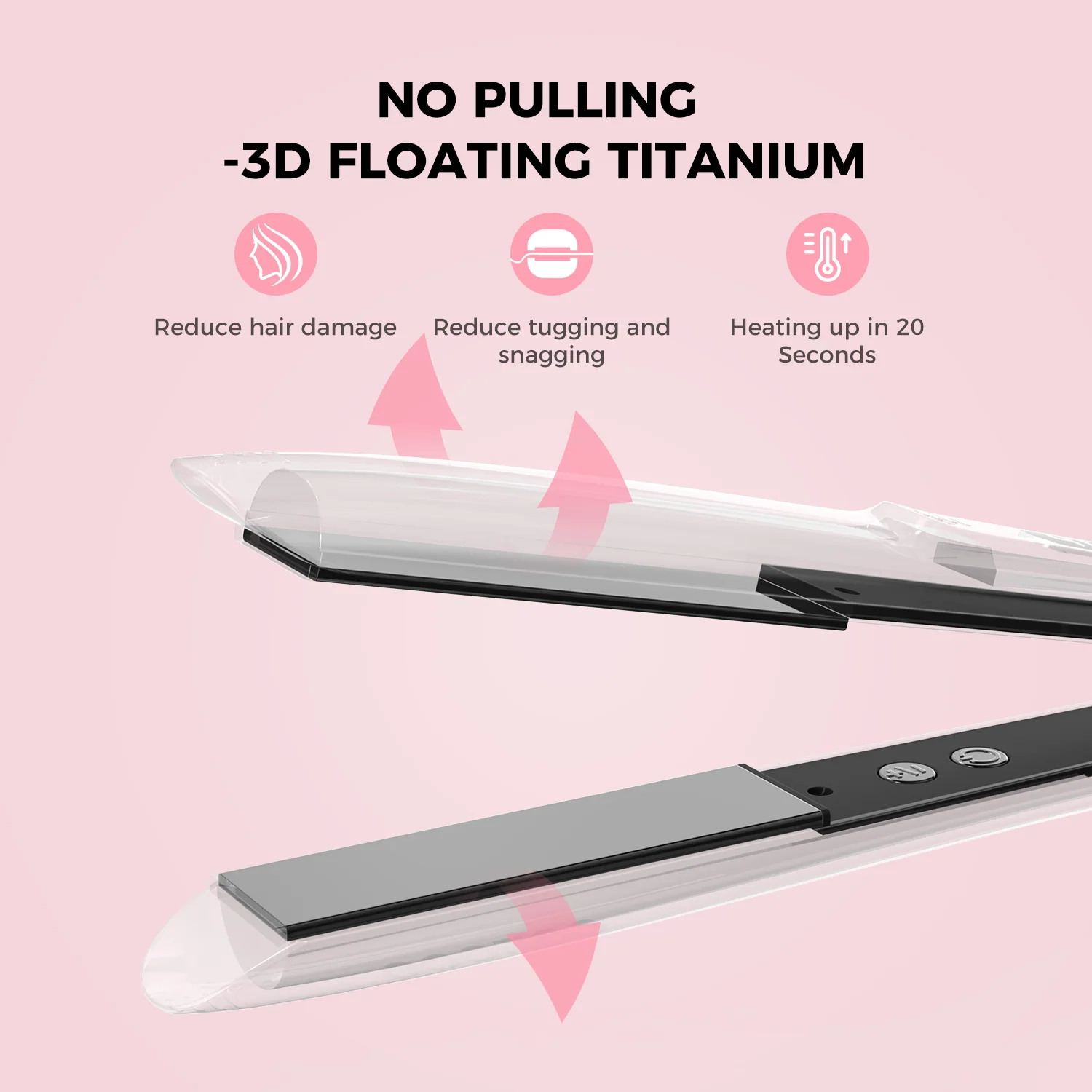 Goolioo Hair Straightener, 1 inch Flat Iron Hair Straightening, Fast Heating, Dual Voltage, Pink