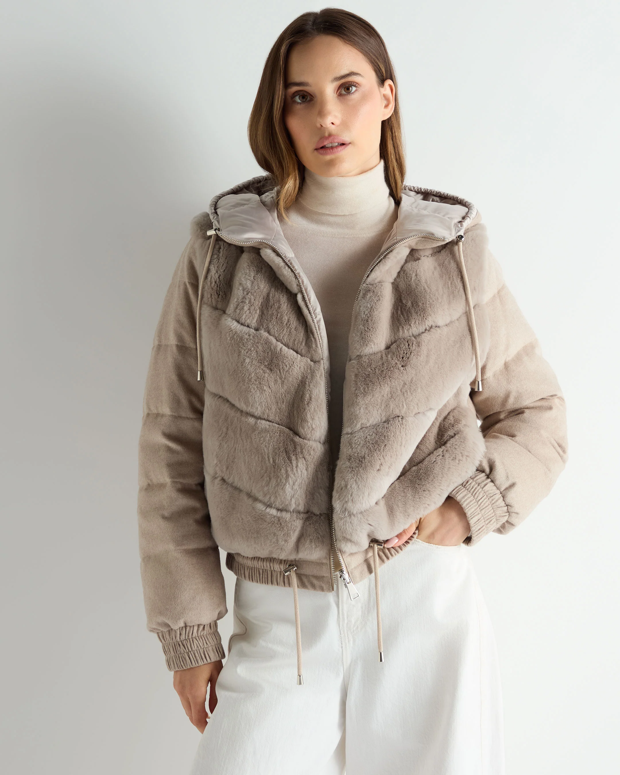 Women's Rex Front Padded Jacket Beige Brown