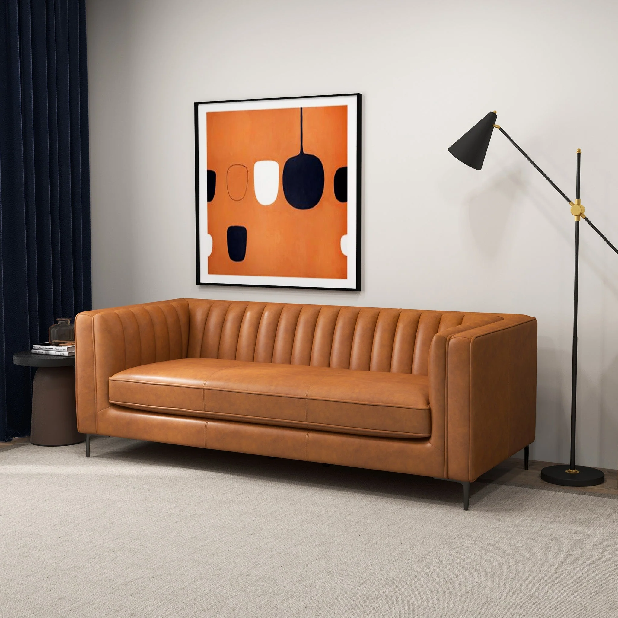 Angelina Cognac PU Leather Sofa 84