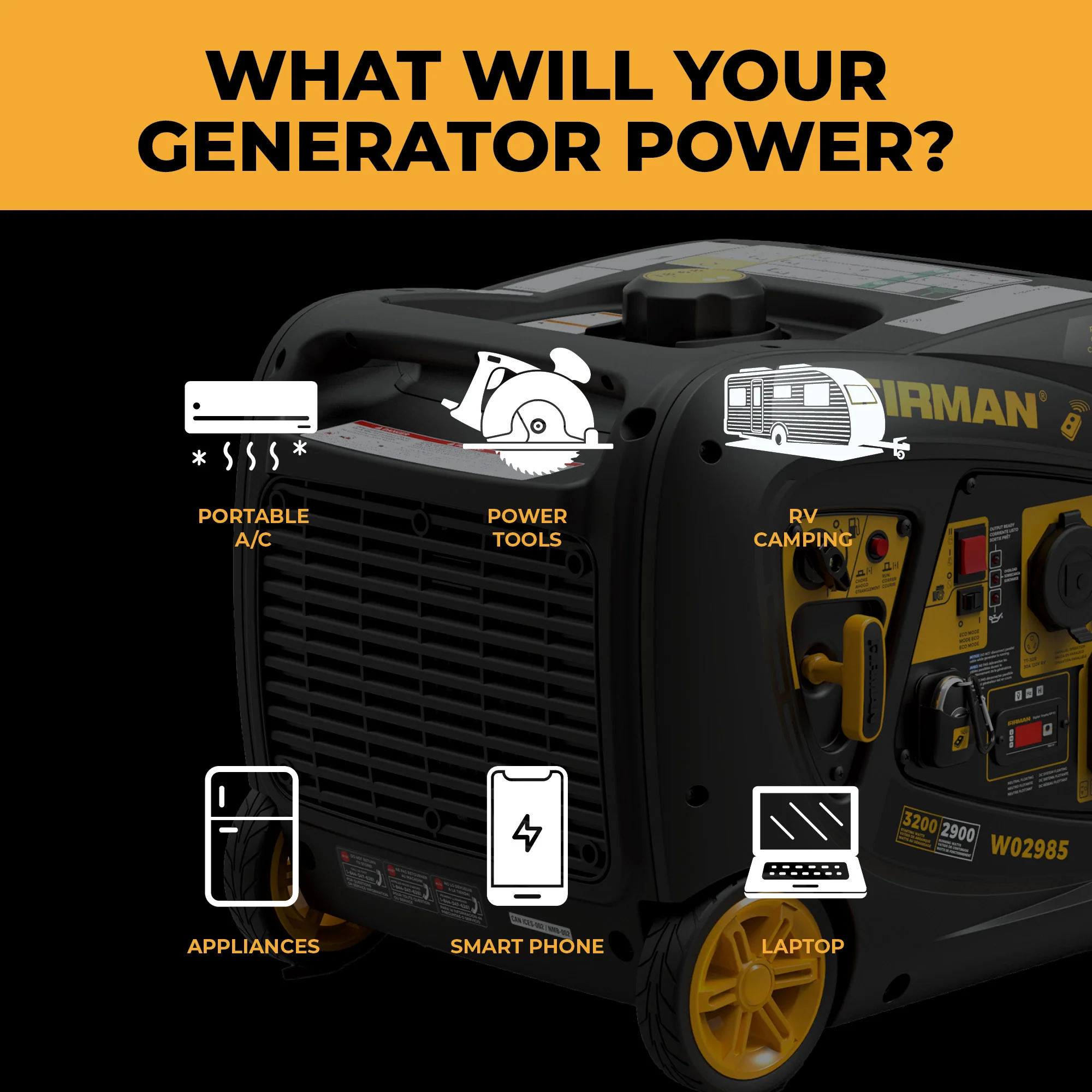 Inverter Portable Generator 3200W Remote Start