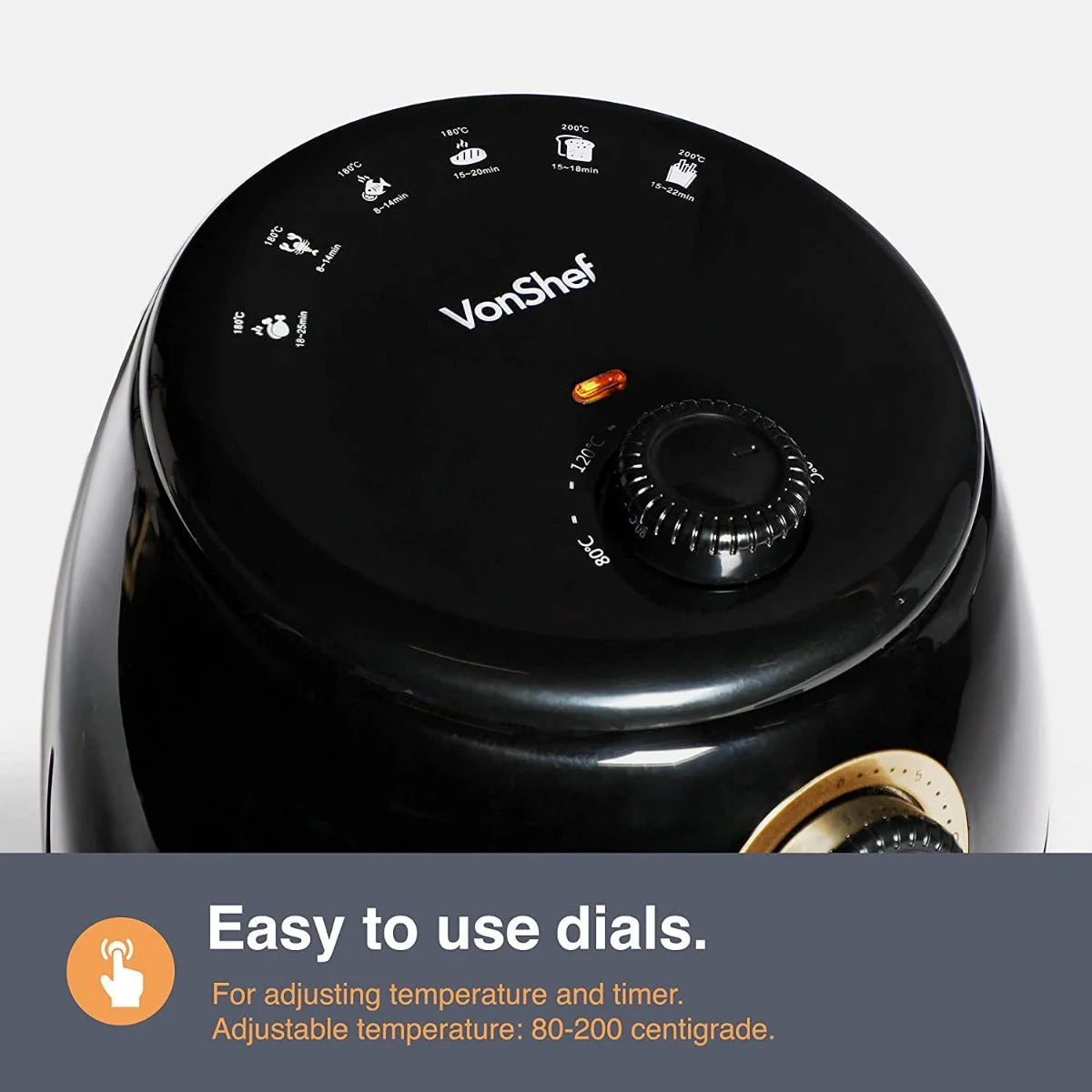 Vonhaus 220 volt Air Fryer 2000155 2 Liter air fryer 220v 240 volts Large Capacity Basket, Rapid Air Circulation, Easy Clean Non-Stick & Auto Shut Off Low Fat Healthy Cooking