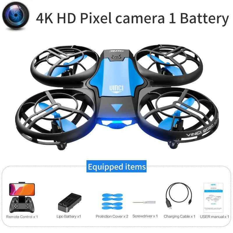 4DRC V8 Mini Drone - 4K 1080P HD Wide Angle Camera WiFi FPVDrone Height Keep Foldable Quadcopter Toy Gift