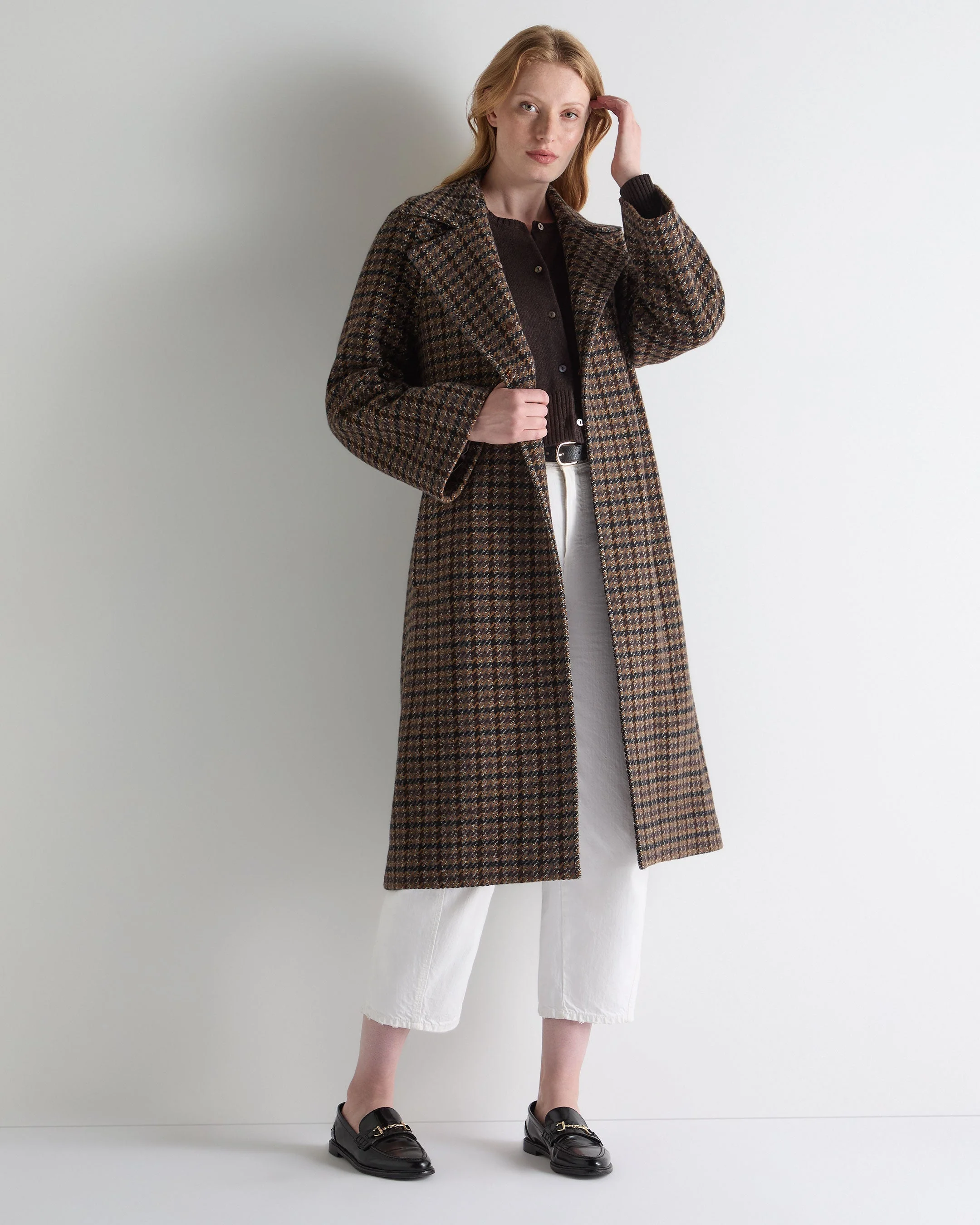 Women's Chunky Crop Cashmere Cardigan Chocolate Brown