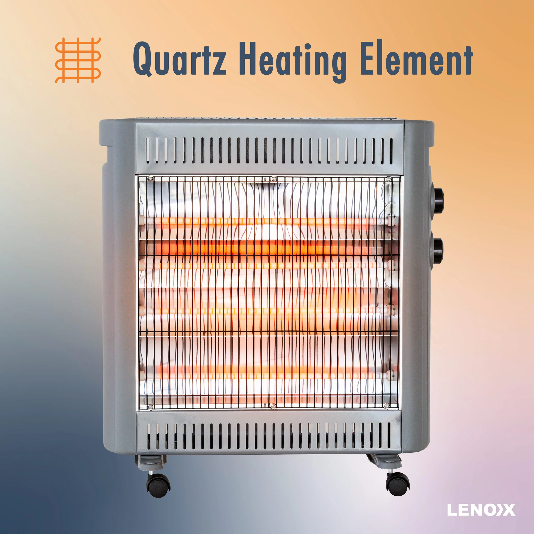 2200W Quartz Infrared Radiant Heater with Adjustable Thermostat and 2 Power Settings