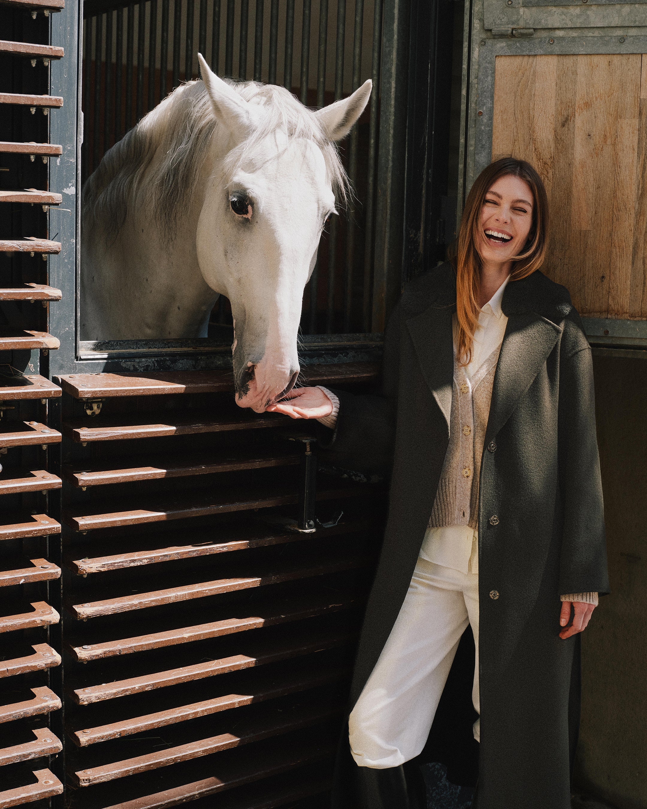 Women's Fur Collar Longline Coat Green