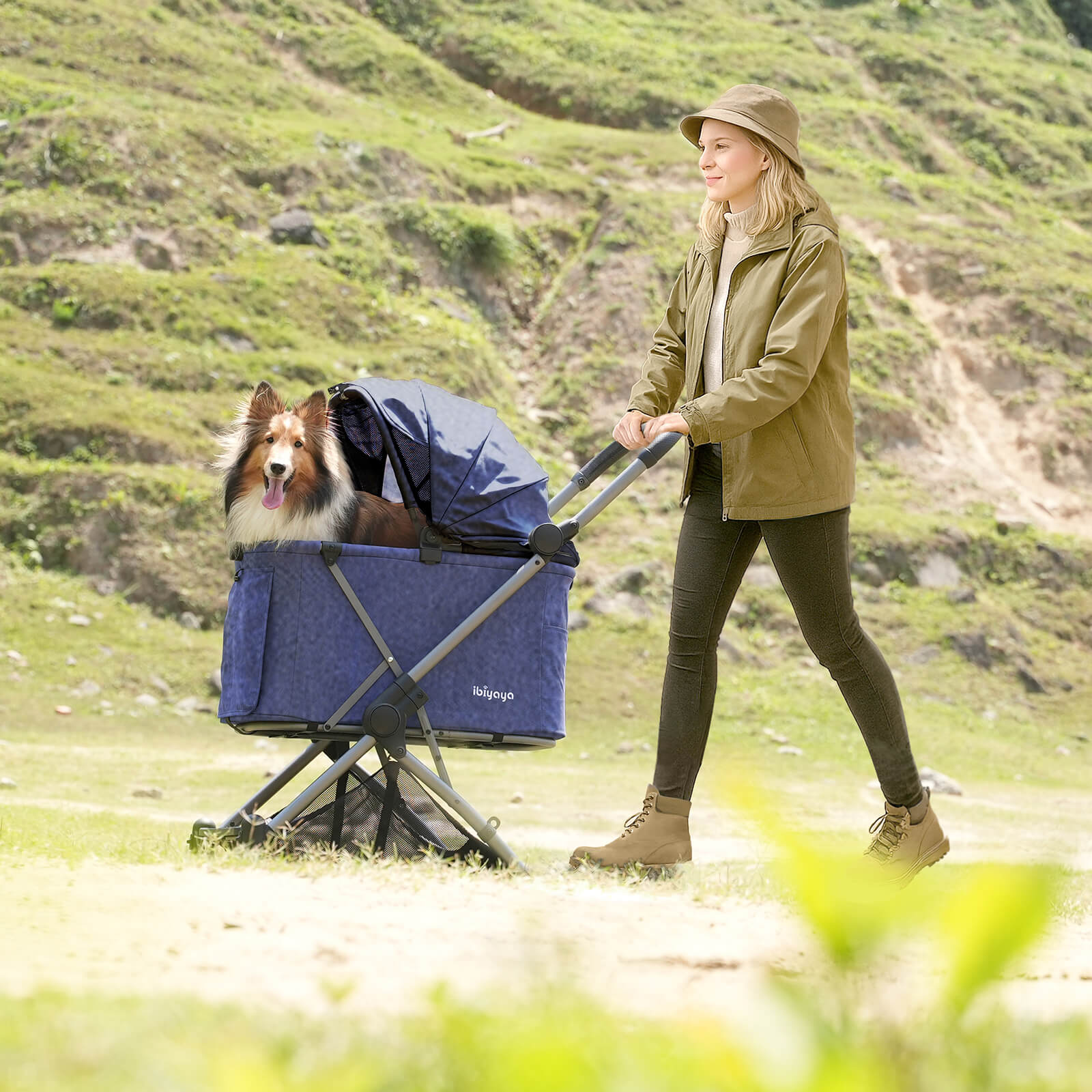 Maxi Deep Carriage Pet Stroller with Puncture-Free EVA-Rubber Wheels