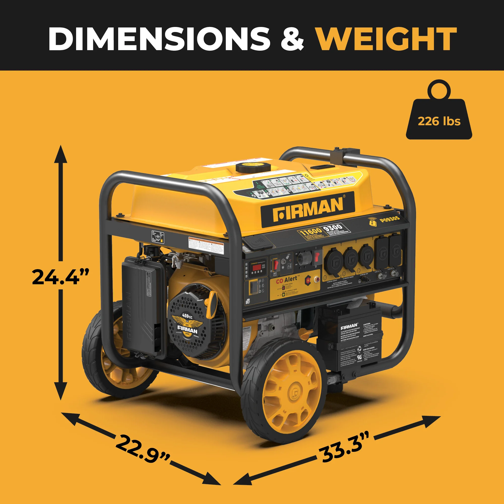 GAS PORTABLE GENERATOR 11600W REMOTE START 120/240V WITH CO ALERT