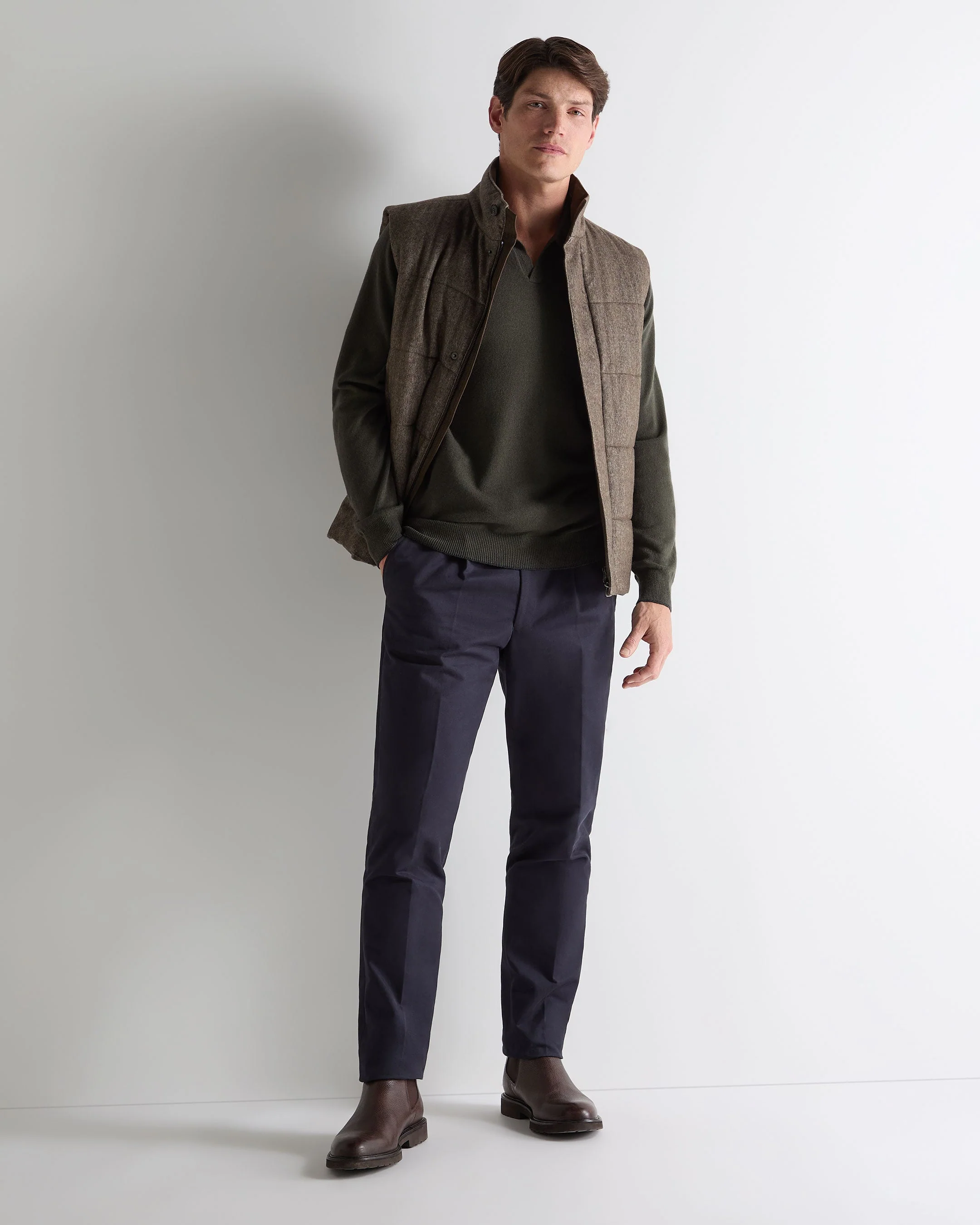 Men's Sloane Cashmere Polo Arabica Khaki Green