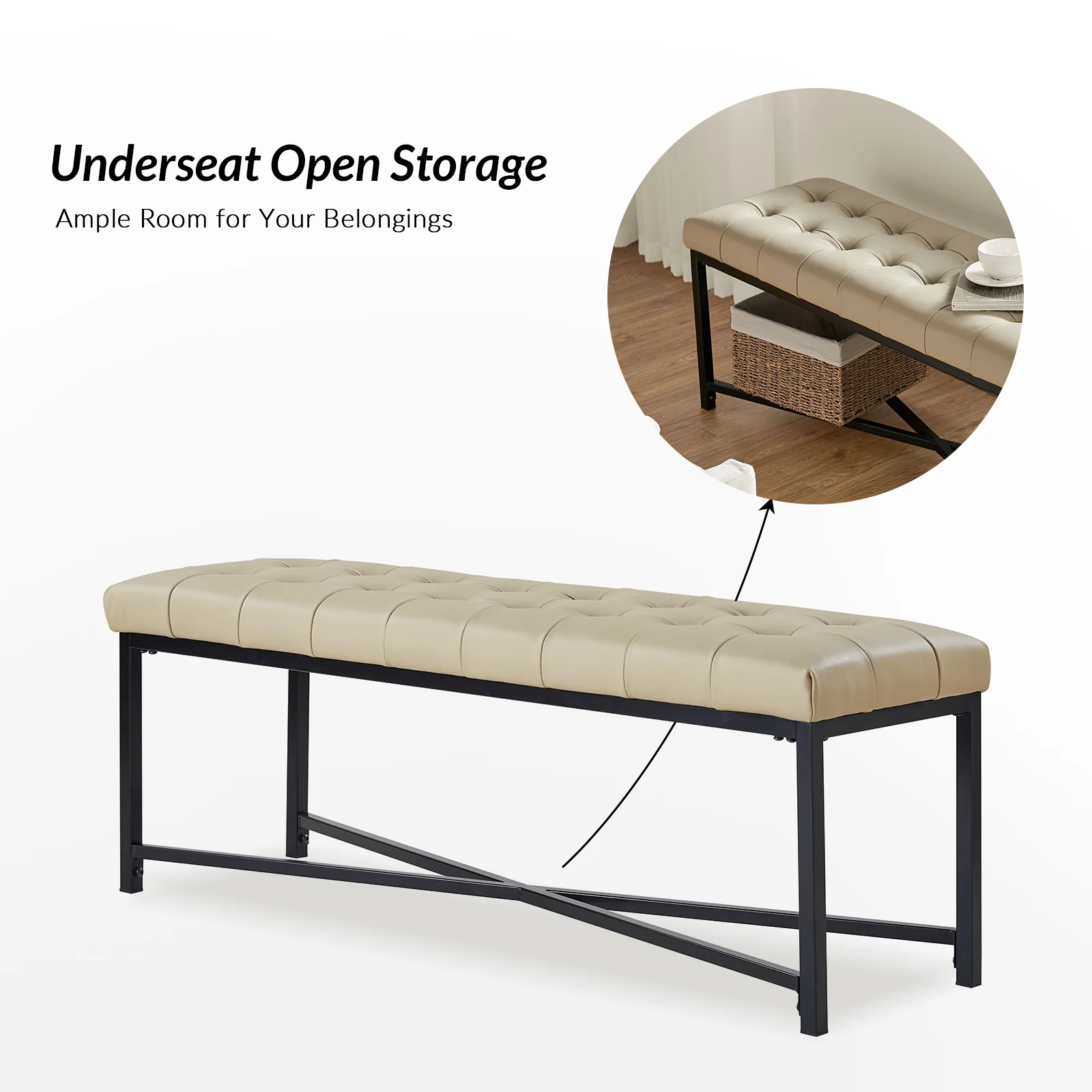 Arnold Upholstered Flip Top Storage Bench in Beige