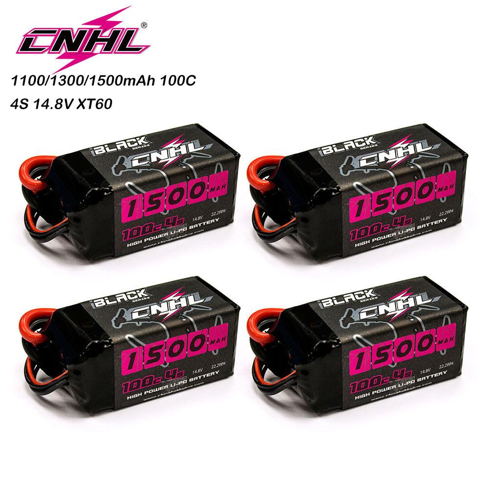 4PCS CNHL 14.8V 4S Lipo Battery For FPV Drone - 1100mAh 1300mAh 1500mAh 100C With XT60 Plug For RC FPV Helicopter Airplane Quadcopter Drone