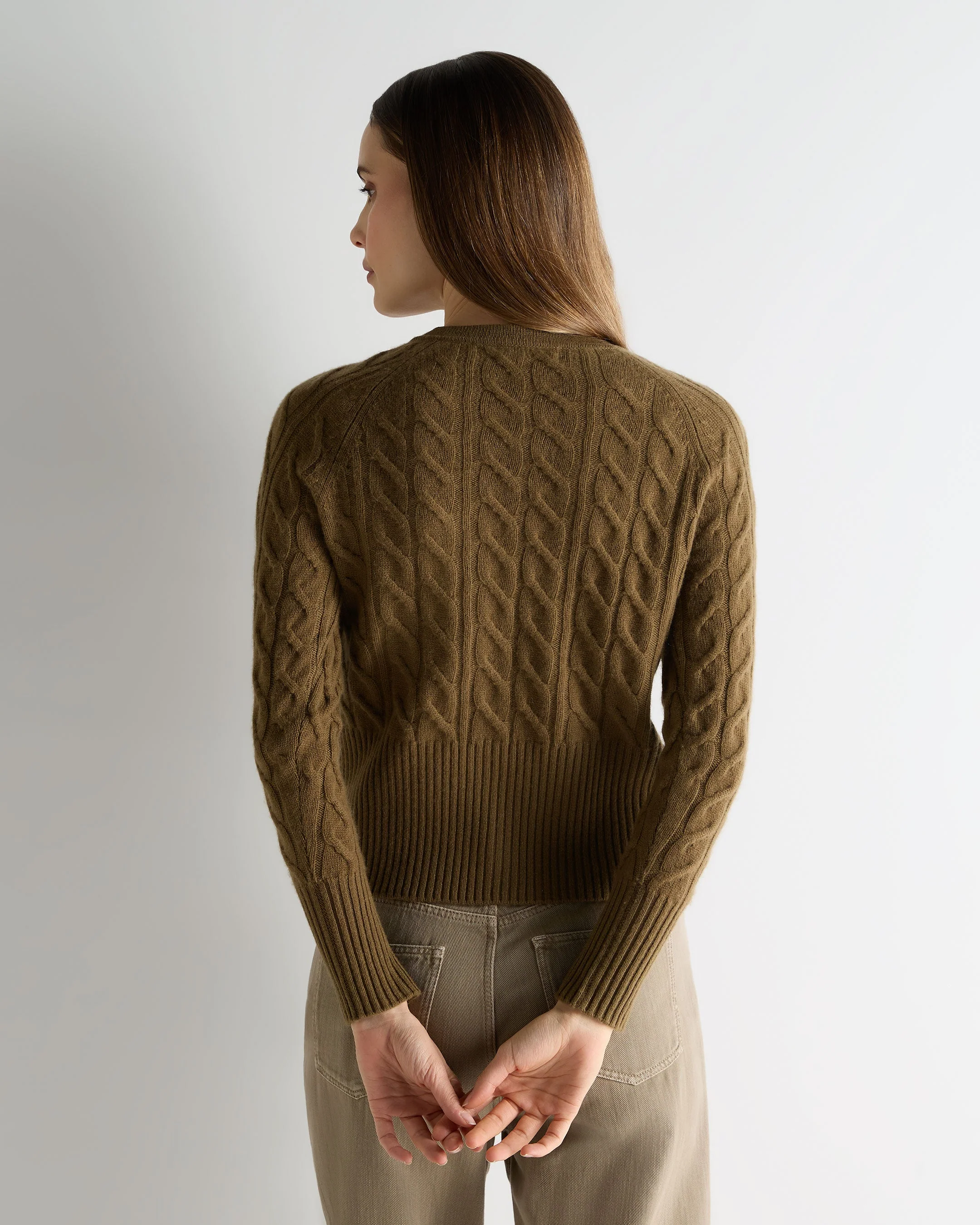 Women's Myla Cable Cashmere Cardigan Cinnamon Brown