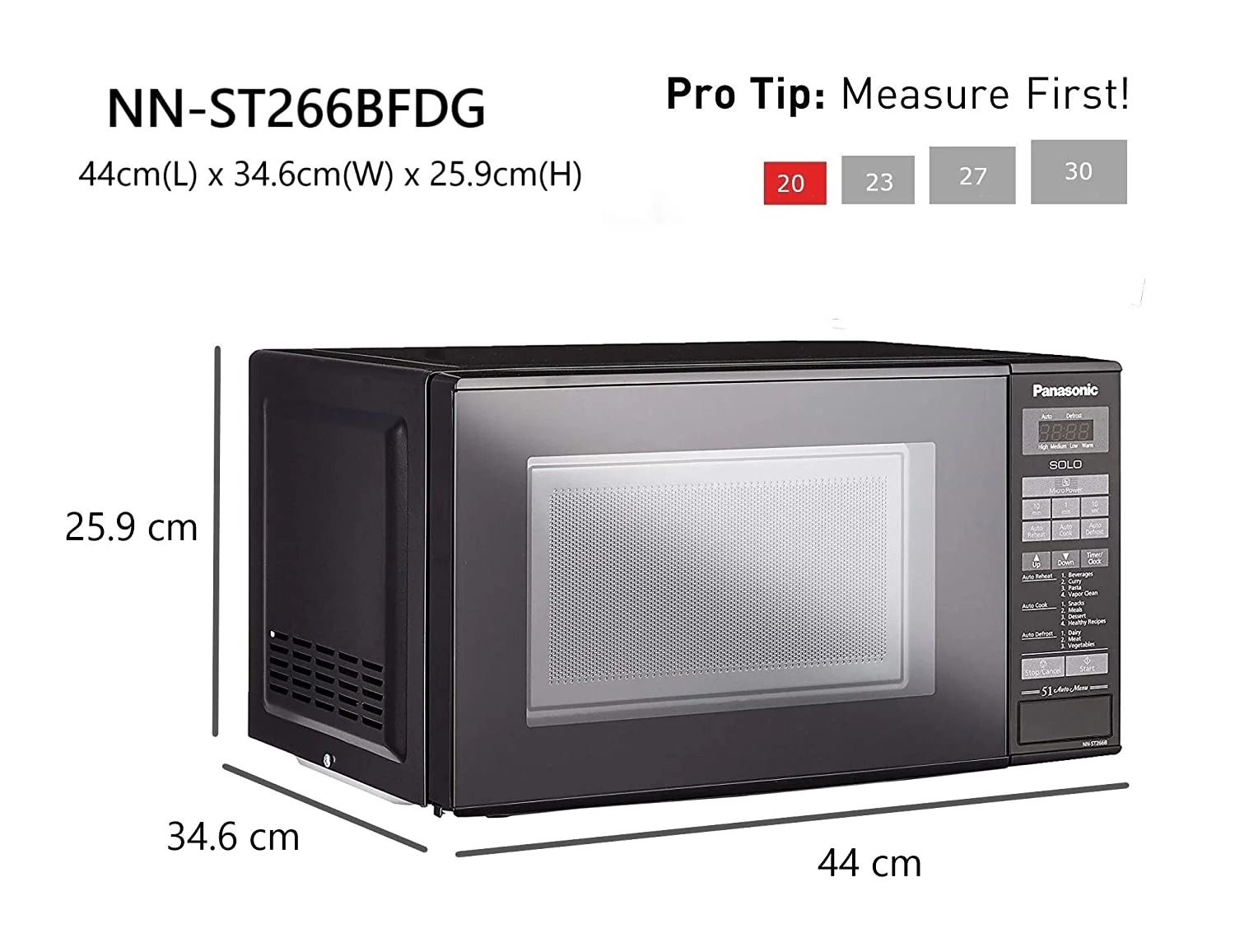 Panasonic 220 volt Microwave NN-ST266B 20 liter Black  220v 240 volts 50 hz