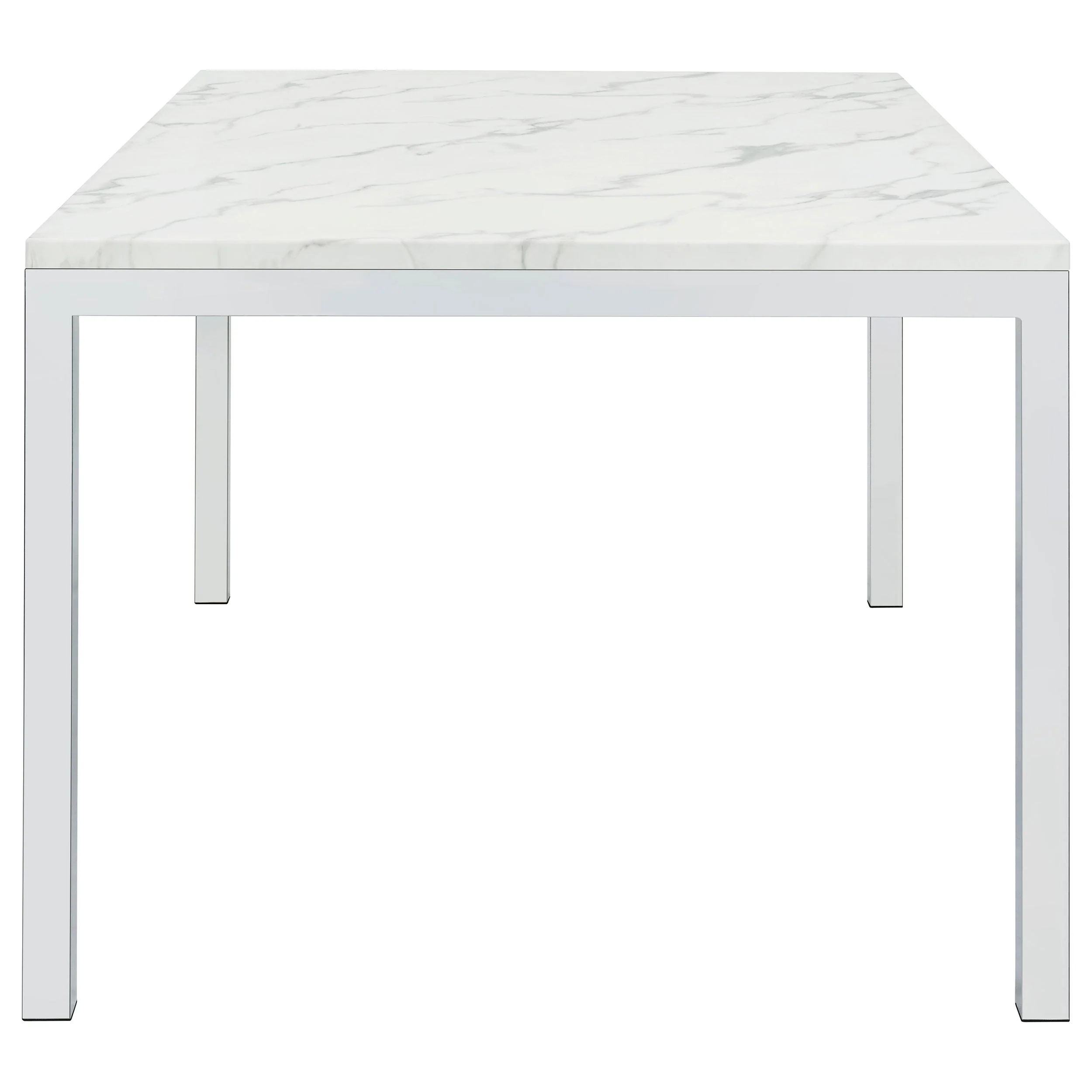 Athena Rectangular 64-inch Faux Marble Dining Table Chrome
