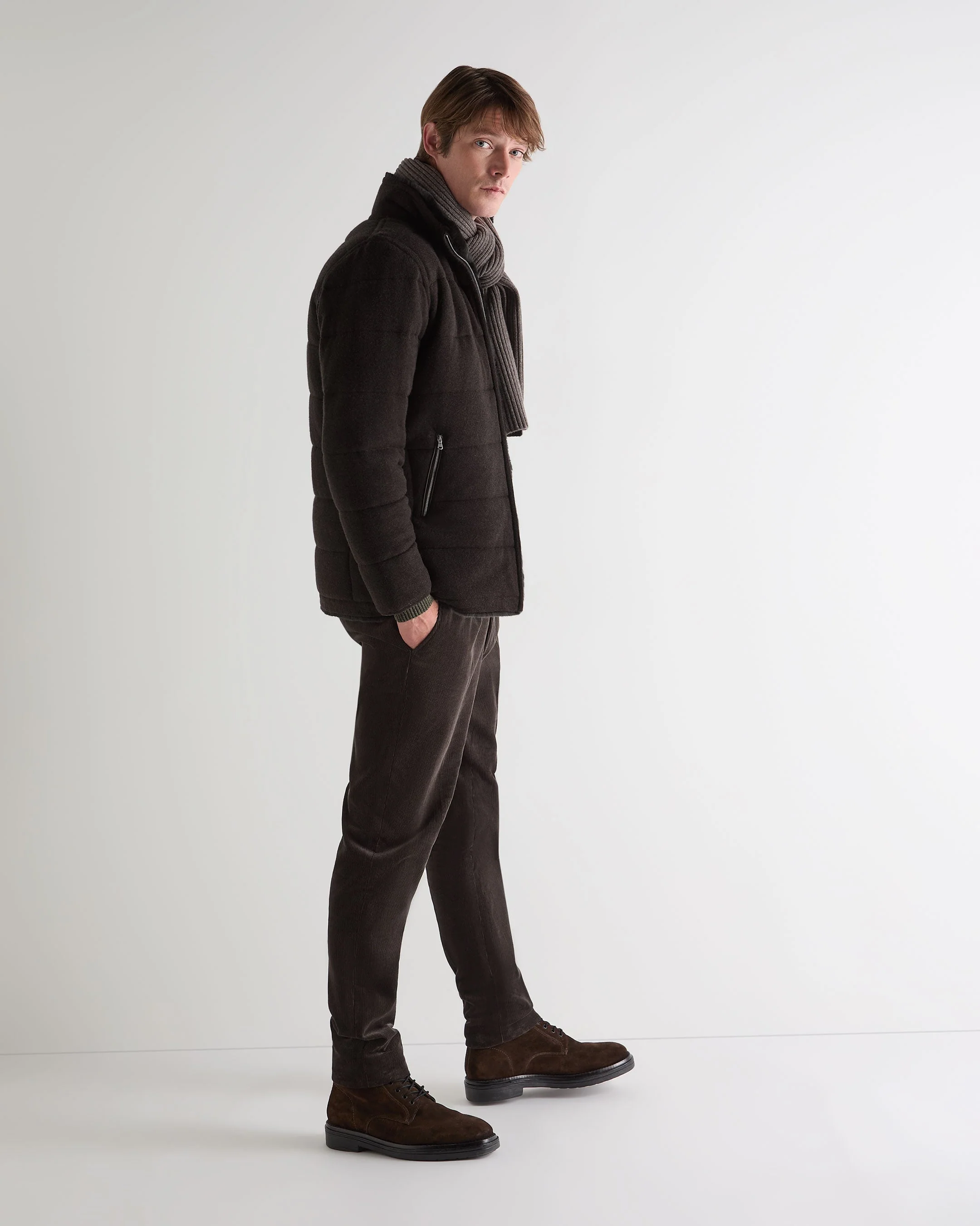 Men's Whistler Fur Quilted Cashmere Jacket Chocolate Brown