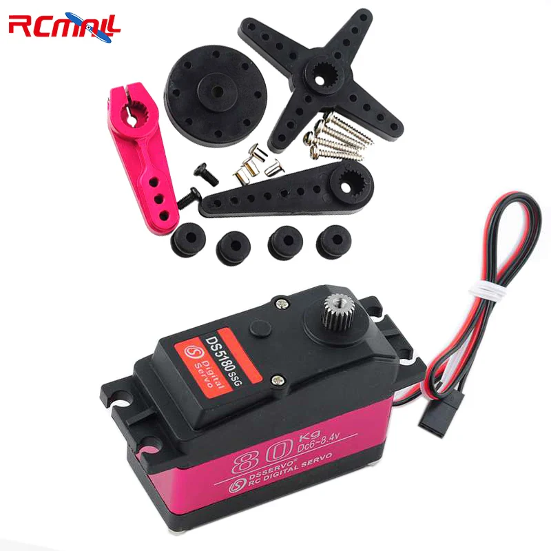 4X DSServo DS5180 -  7.4V 80KG Digital Metal Robotic Servo 180/270 Degree Waterproof IP66 with 25T Servo Arm Servo Motor