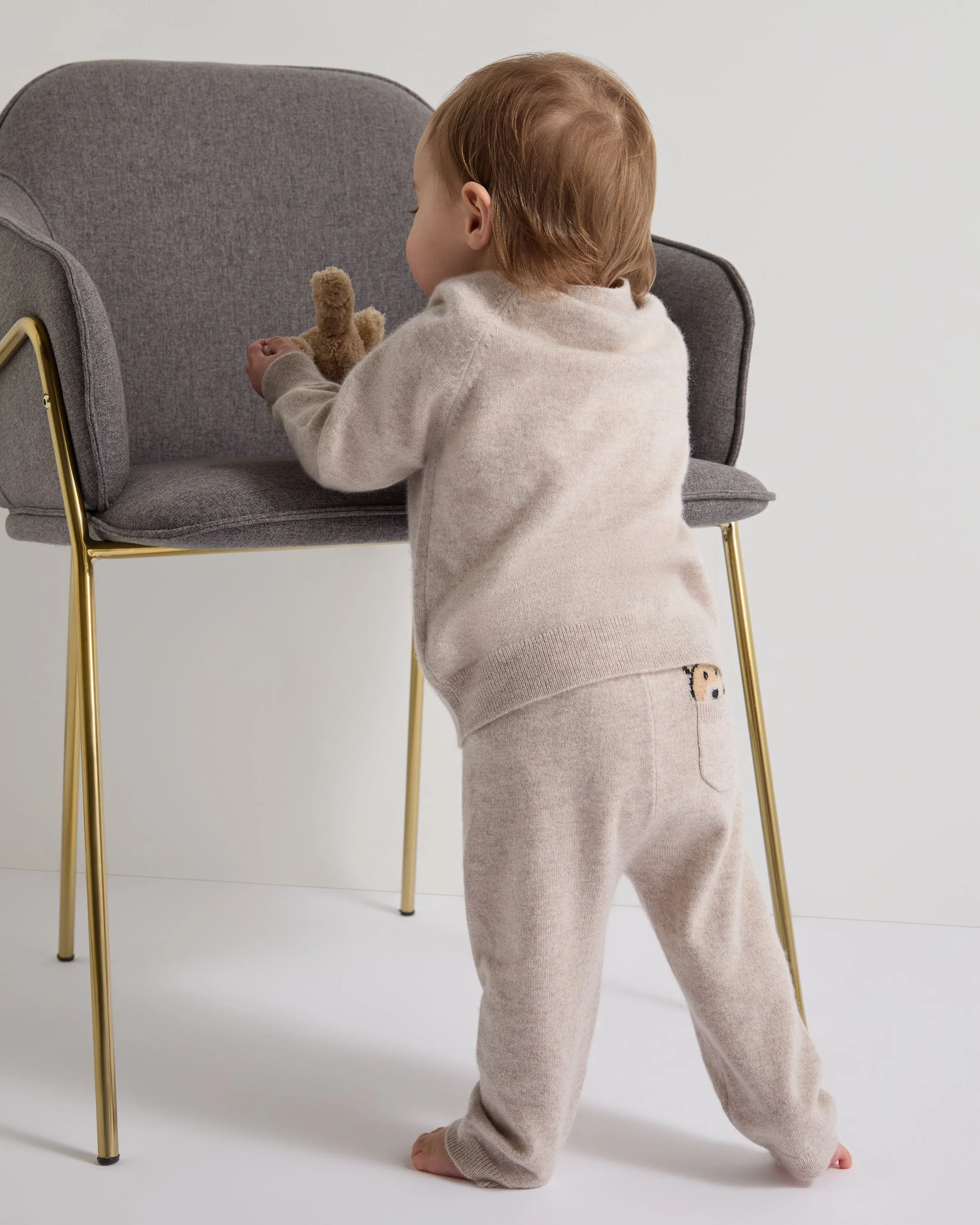 Bear Pocket Cashmere Leggings Light Oatmeal Brown